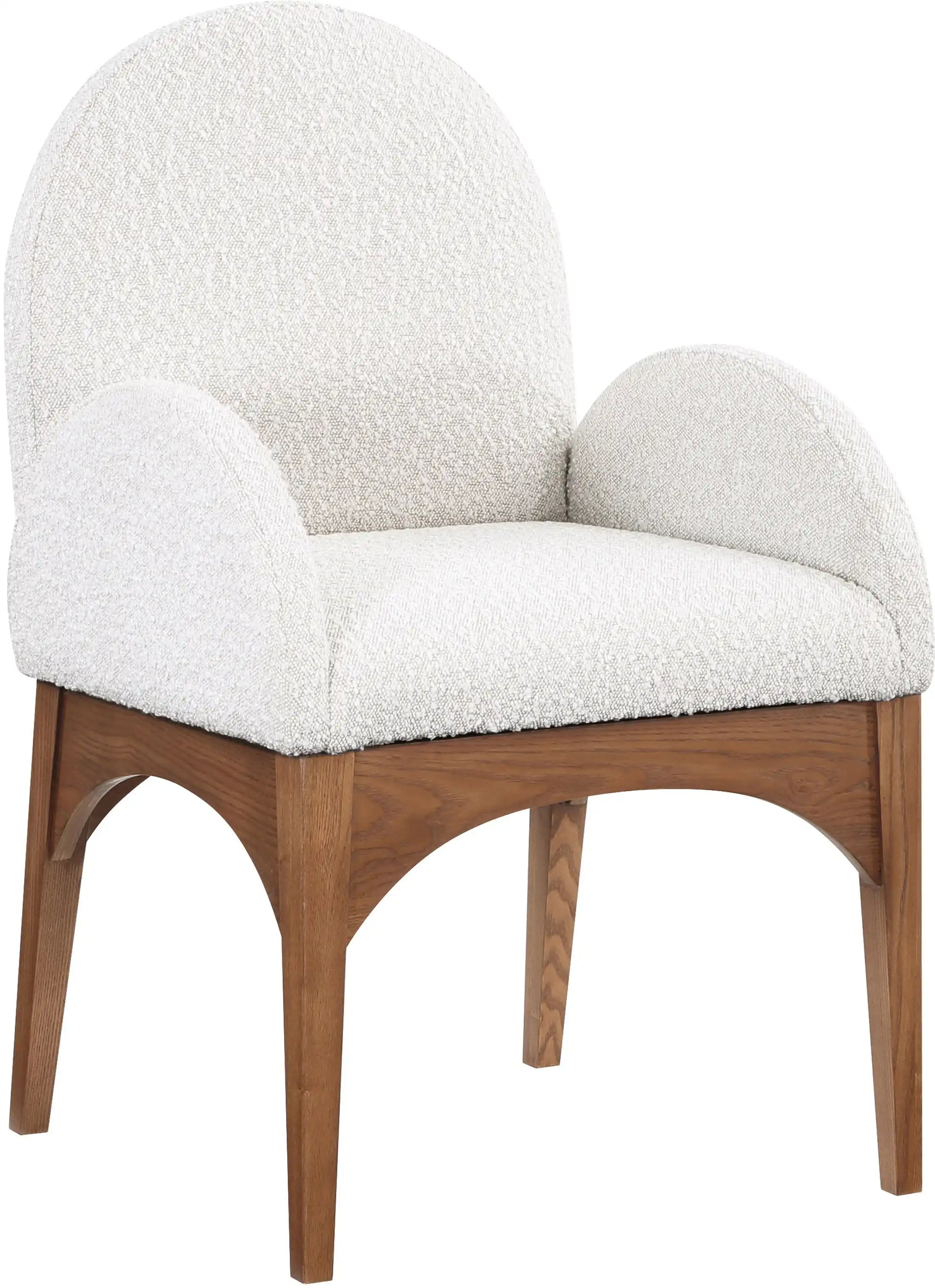Waldorf - Boucle Dining Arm Chair With Brown Legs - Best Buy Furniture