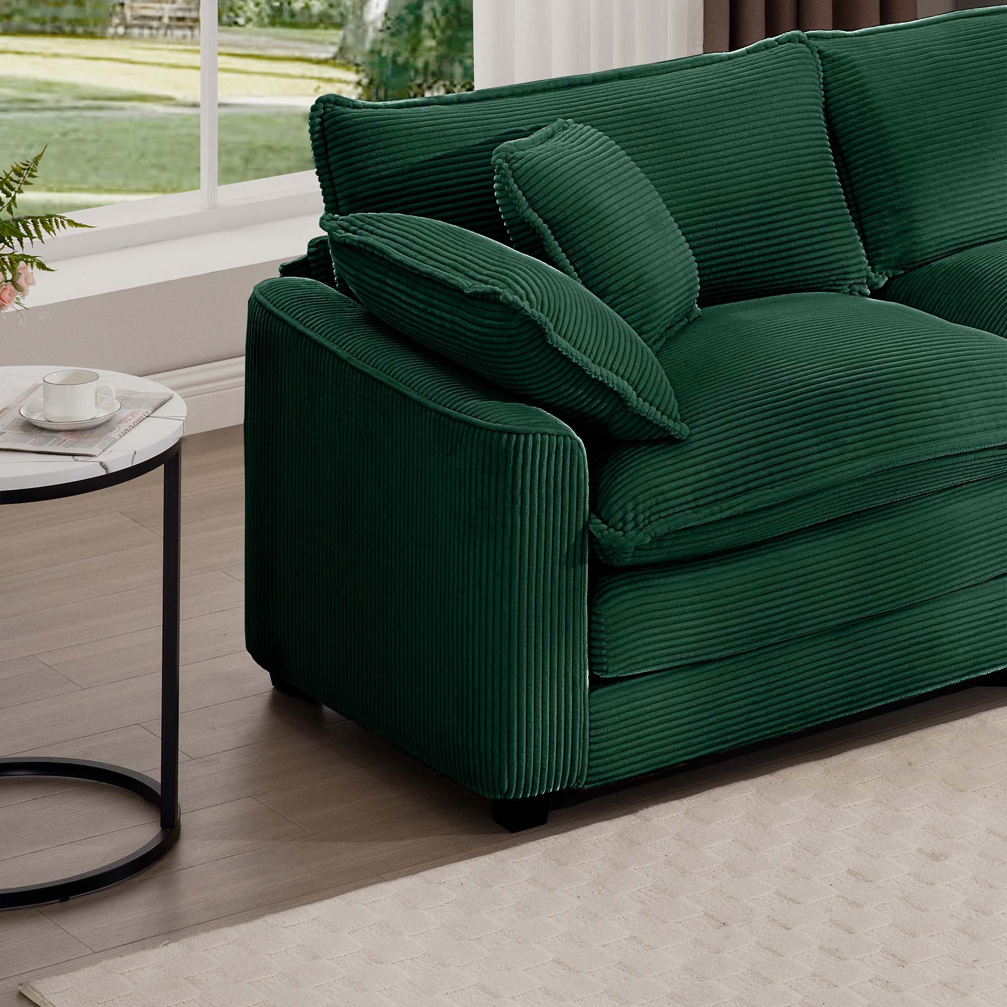 Modern 2 Seater With 4 Pillows, Upholstered Deep Seating Loveseat