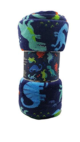 Summertime Whimsy Plush Fleece Kid Throw Blanket (50" x 60") - Dino Time - Soft Dinosaur Throw Blanket - for Boys and Girls and Kids of Any Age - Best Buy Furniture