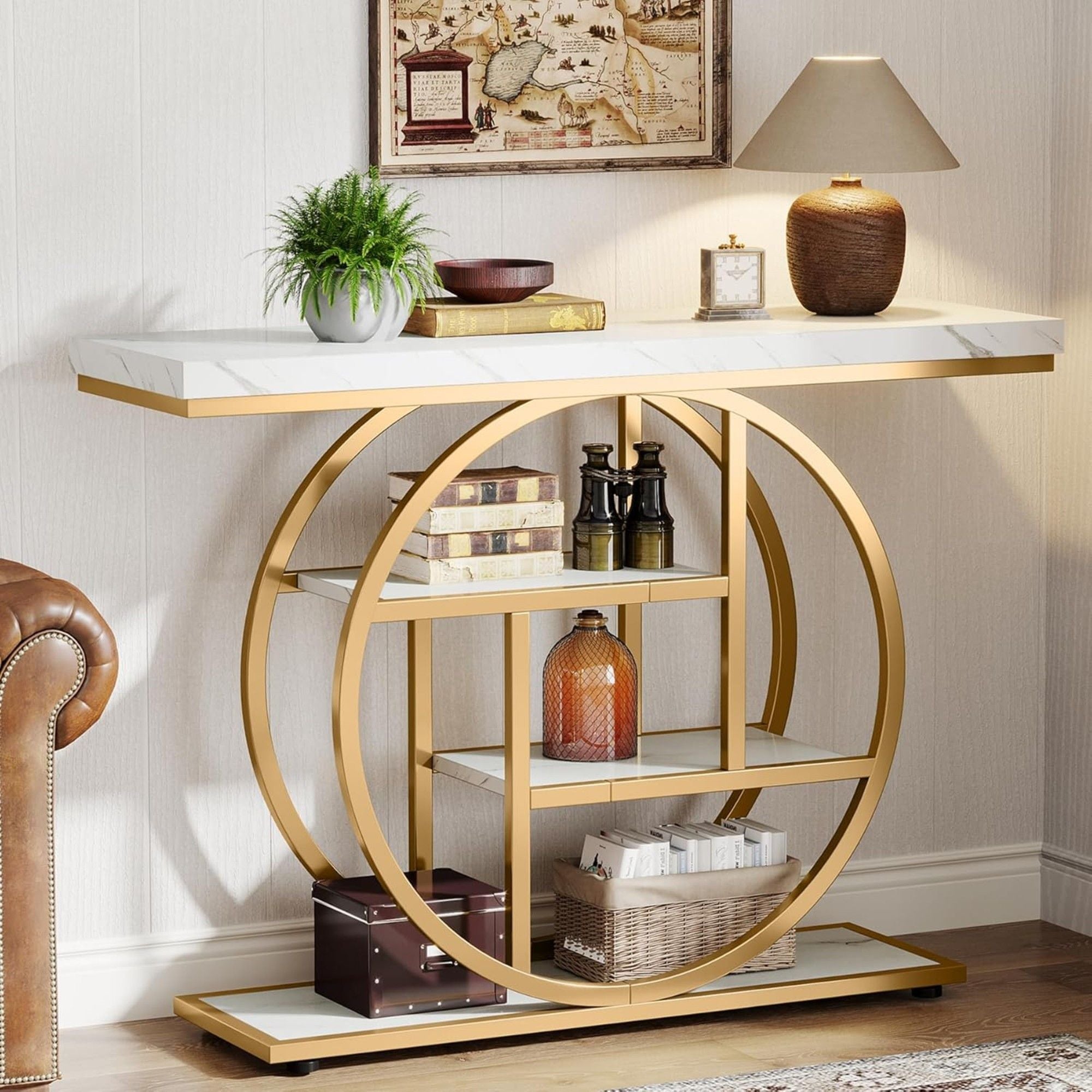 Console Table With 4 Tier Design For Living Hallway