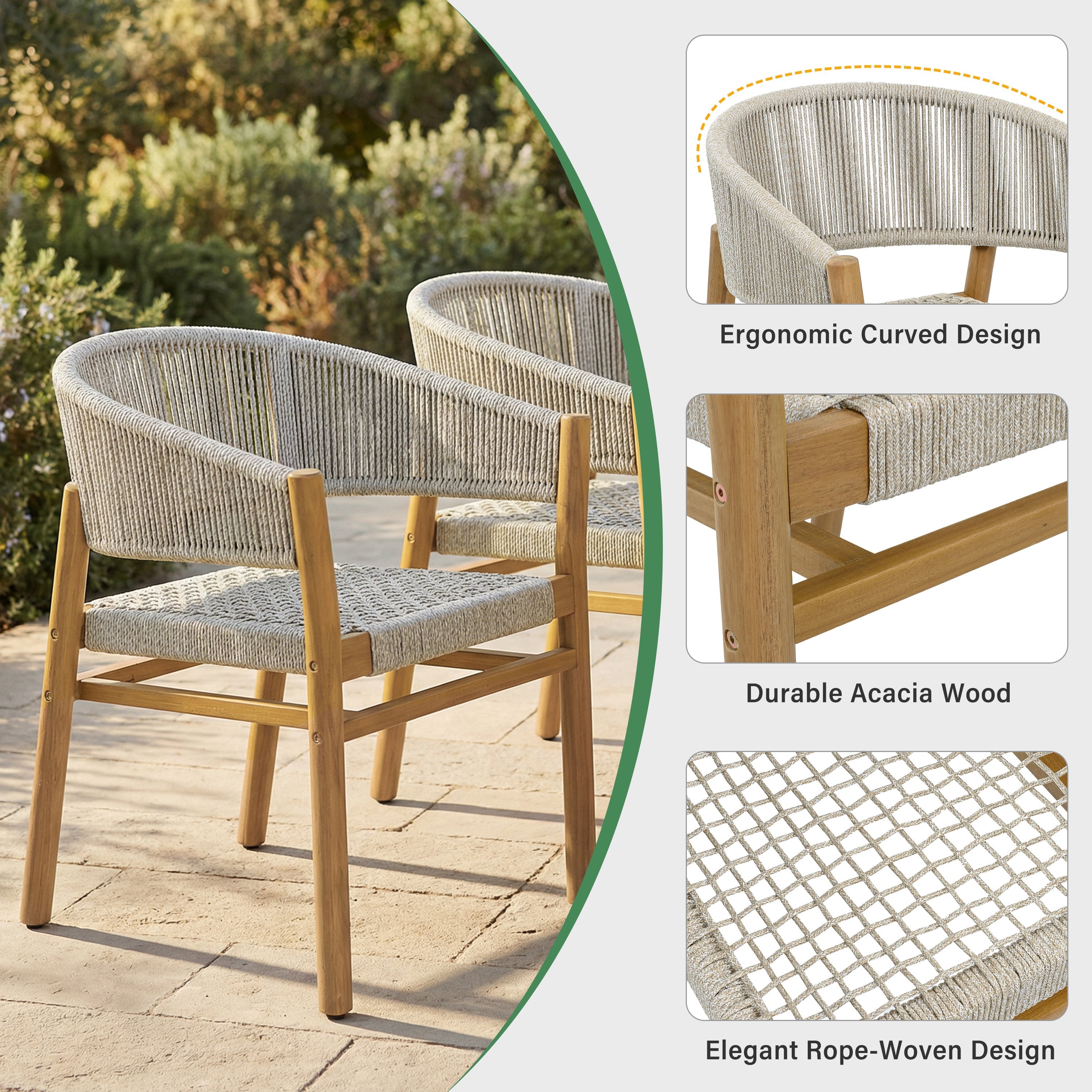 Outdoor Accent Chair Set 2 Person Seating Group
