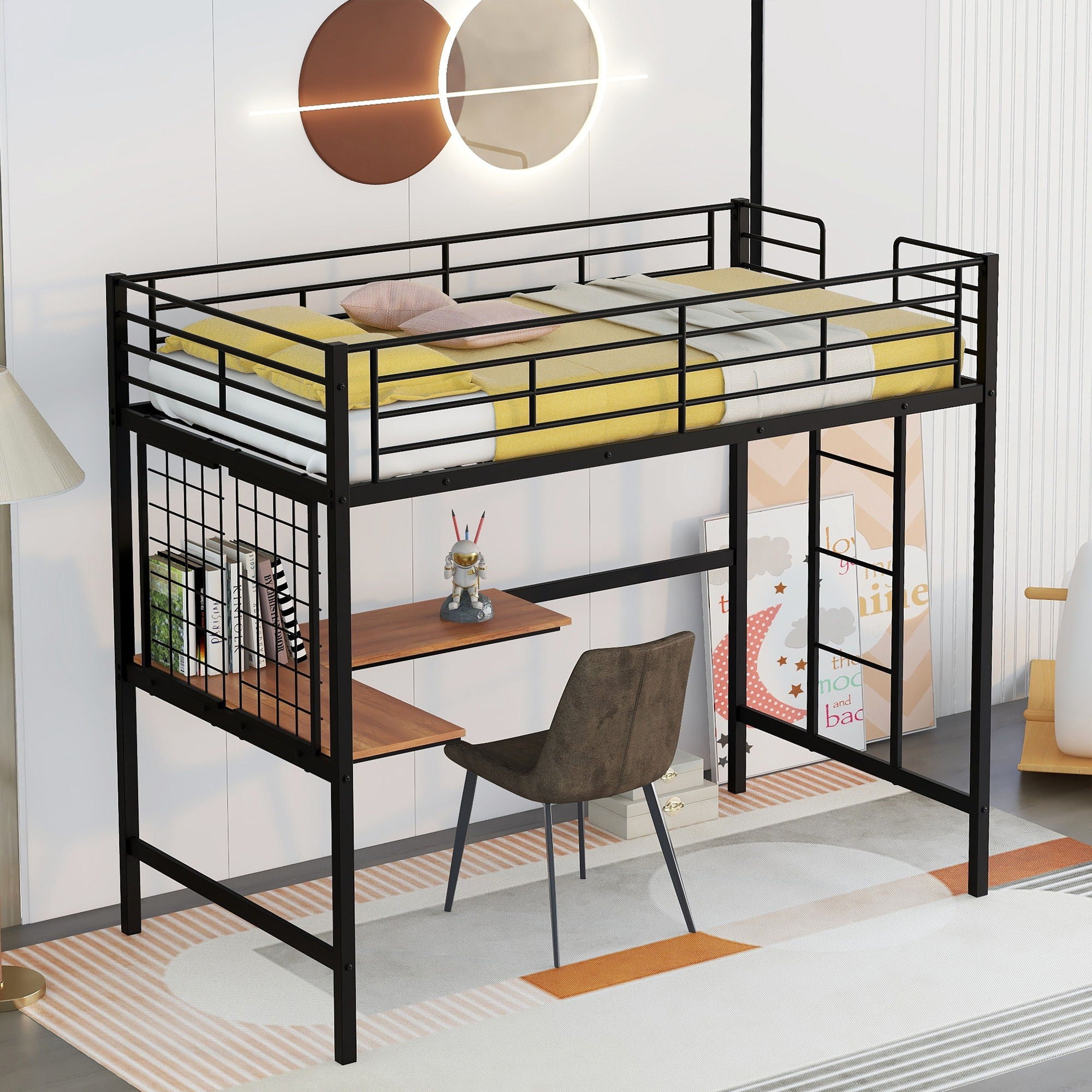 Bed With Desk And Grid
