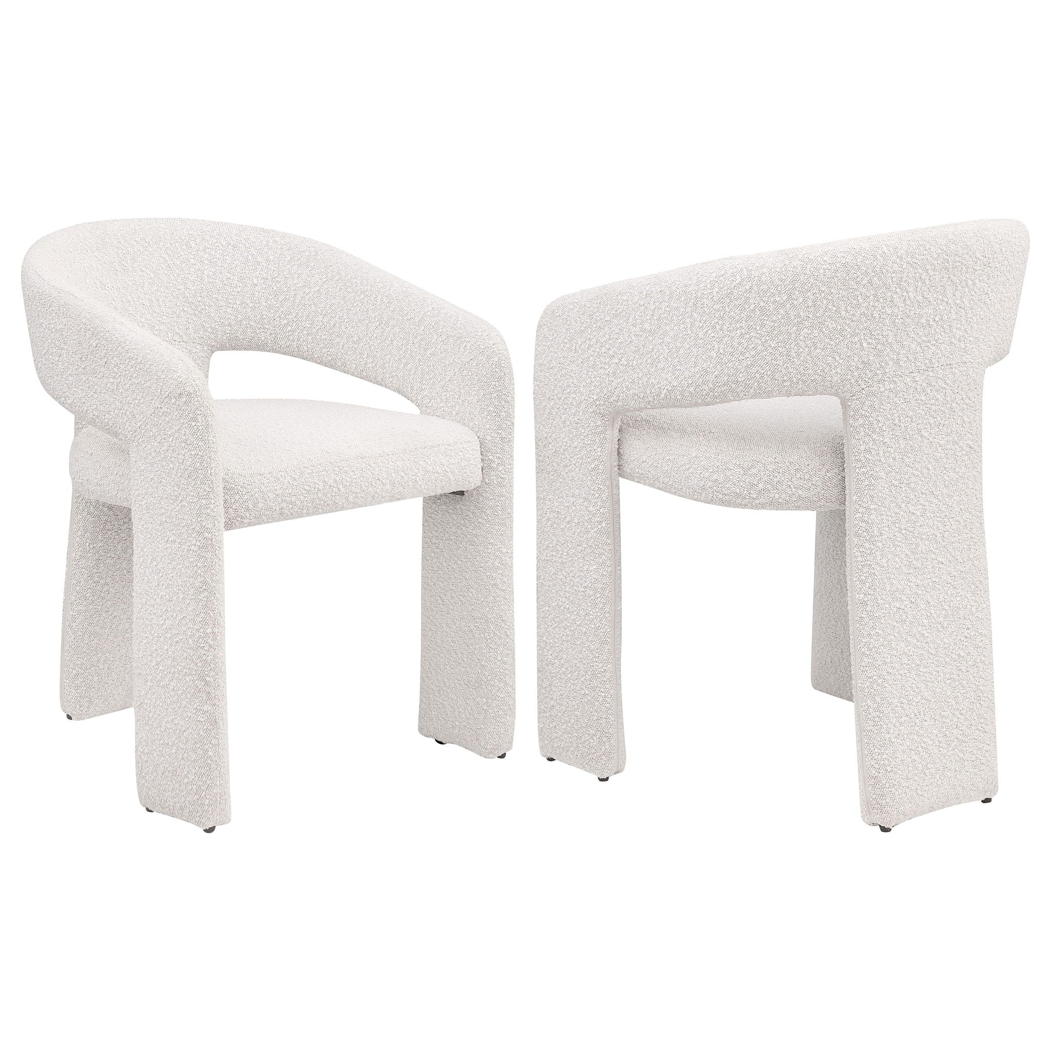 Cedral - Upholstered Dining Side Chair With 3 Legged Design - Cream