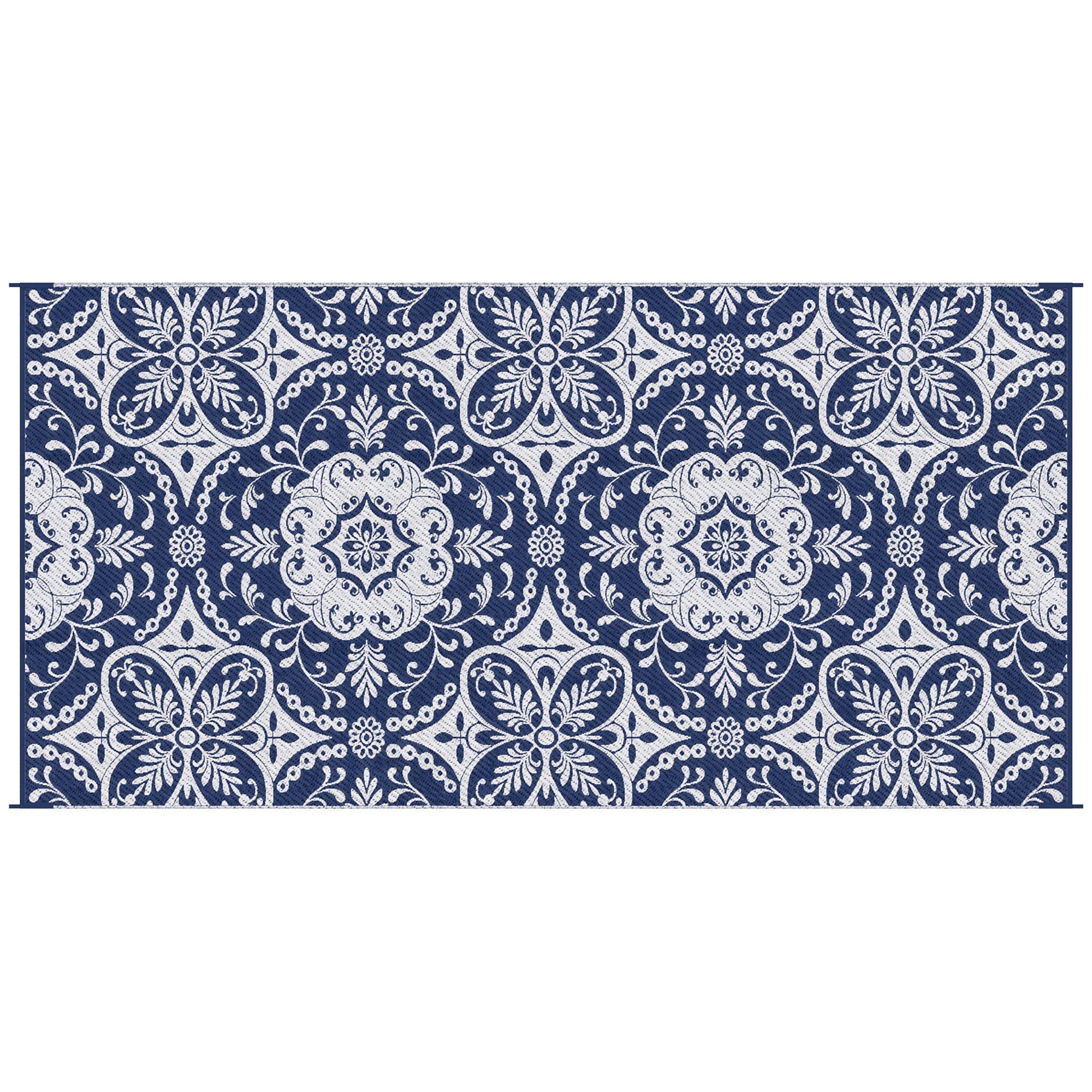 Reversible outdoor rug carpet, 9 x 18" waterproof plastic straw rug with carry bag