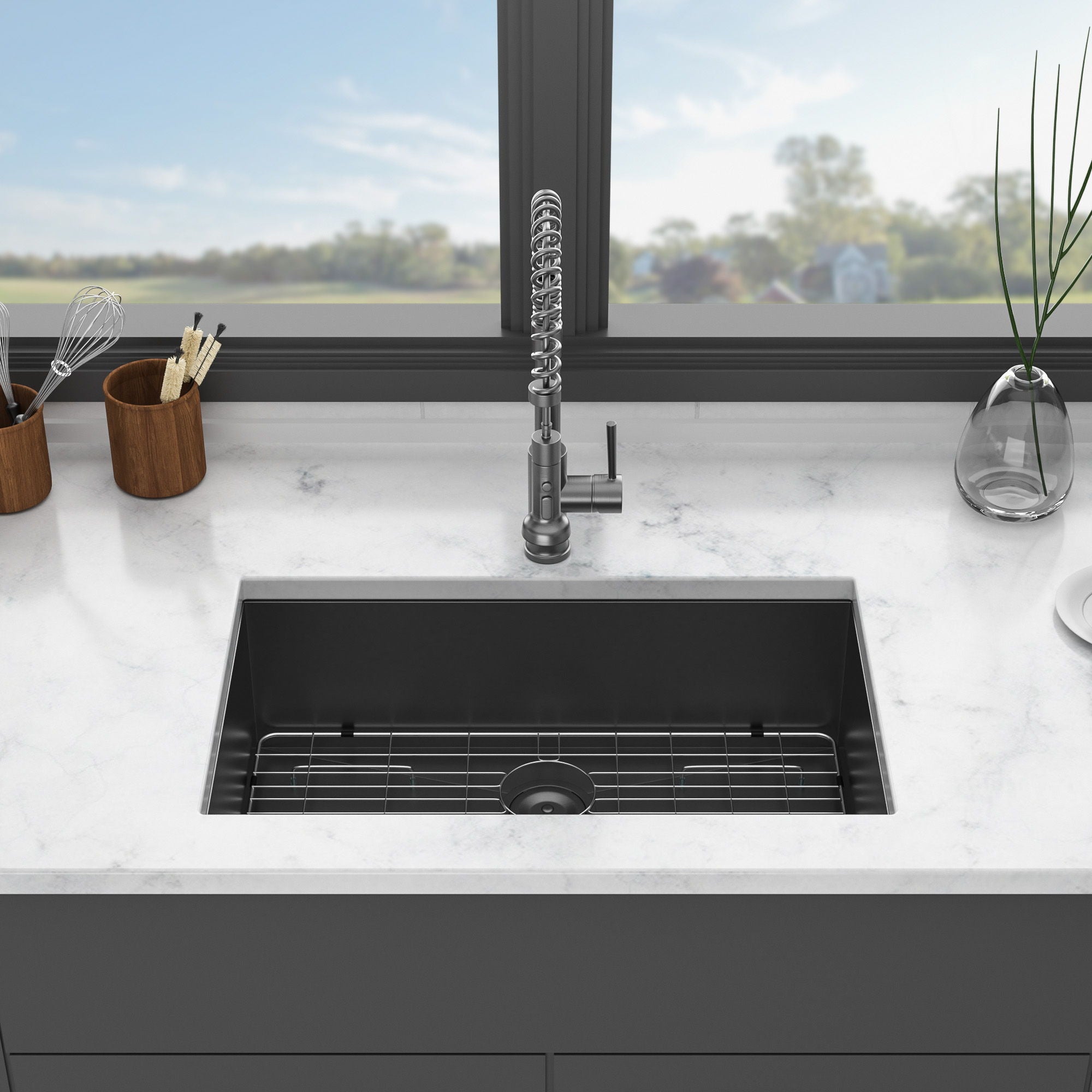 Modern Undermount Stainless Steel Kitchen Sink 16 Gauge, Deep Single Bowl