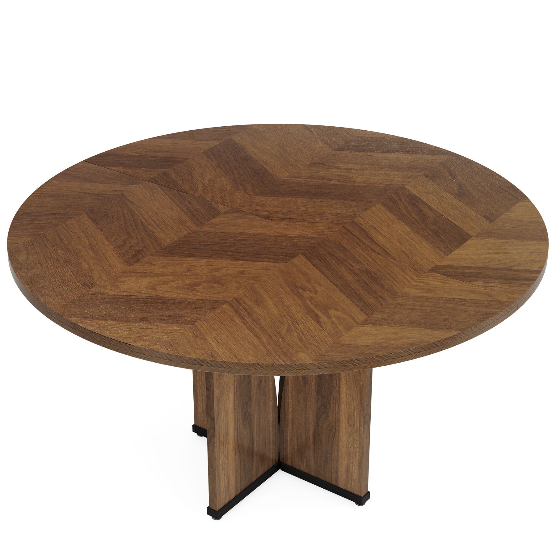 Round Compact Dining Table For 4 - Rustic Brown