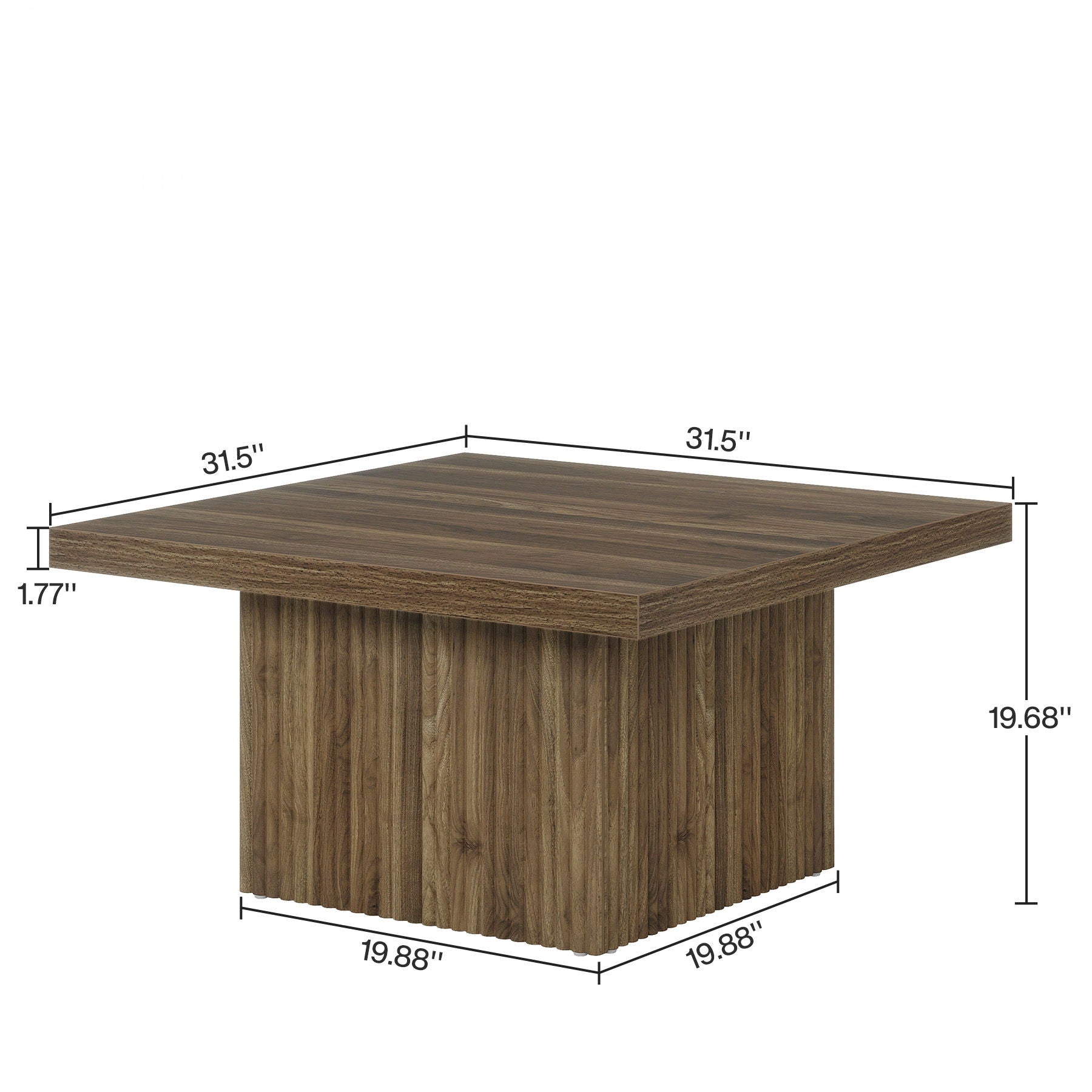 Square Coffee Table With Half Round Base - Brown