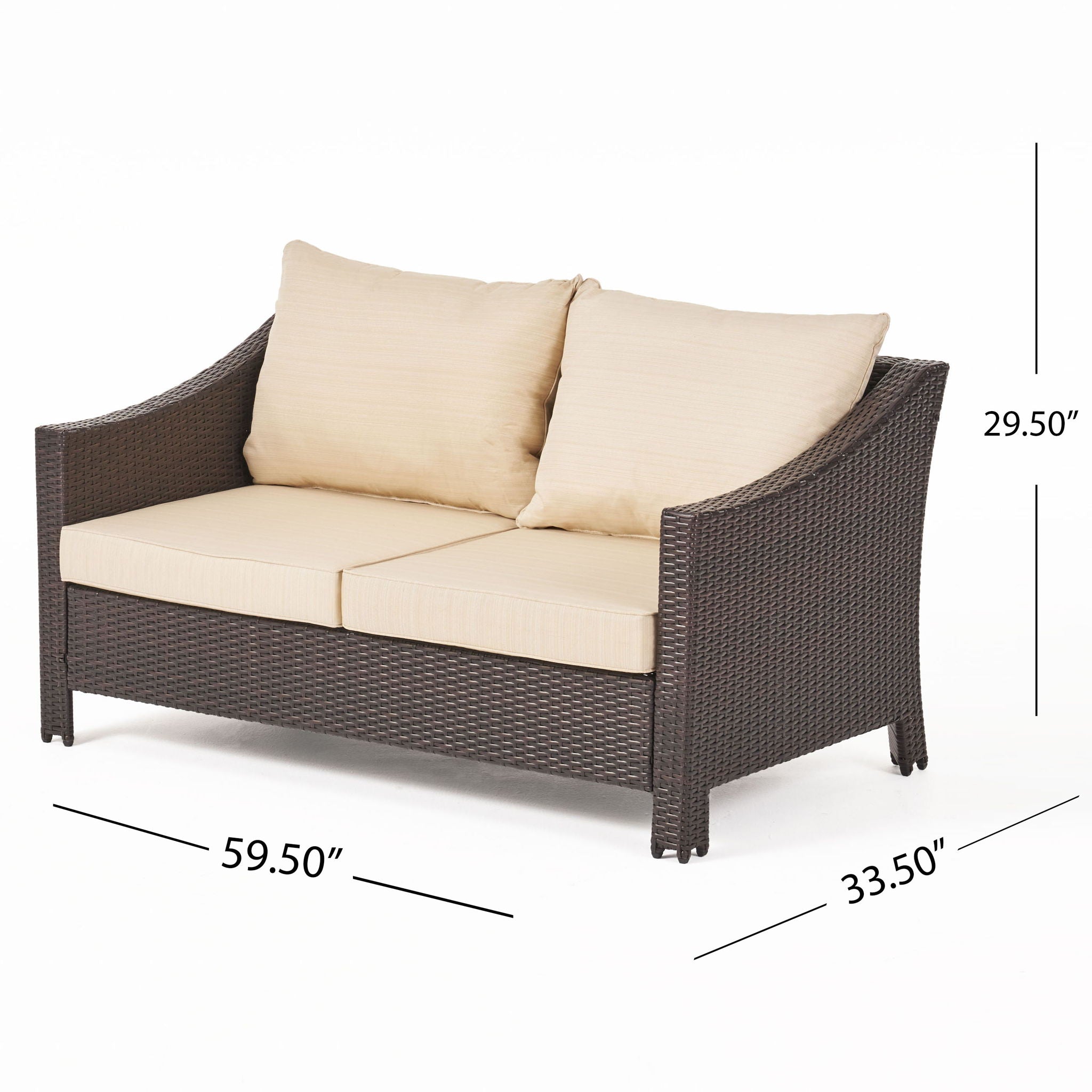 Antibes - 4 Pieces Wicker Chat Set - Brown / Beige