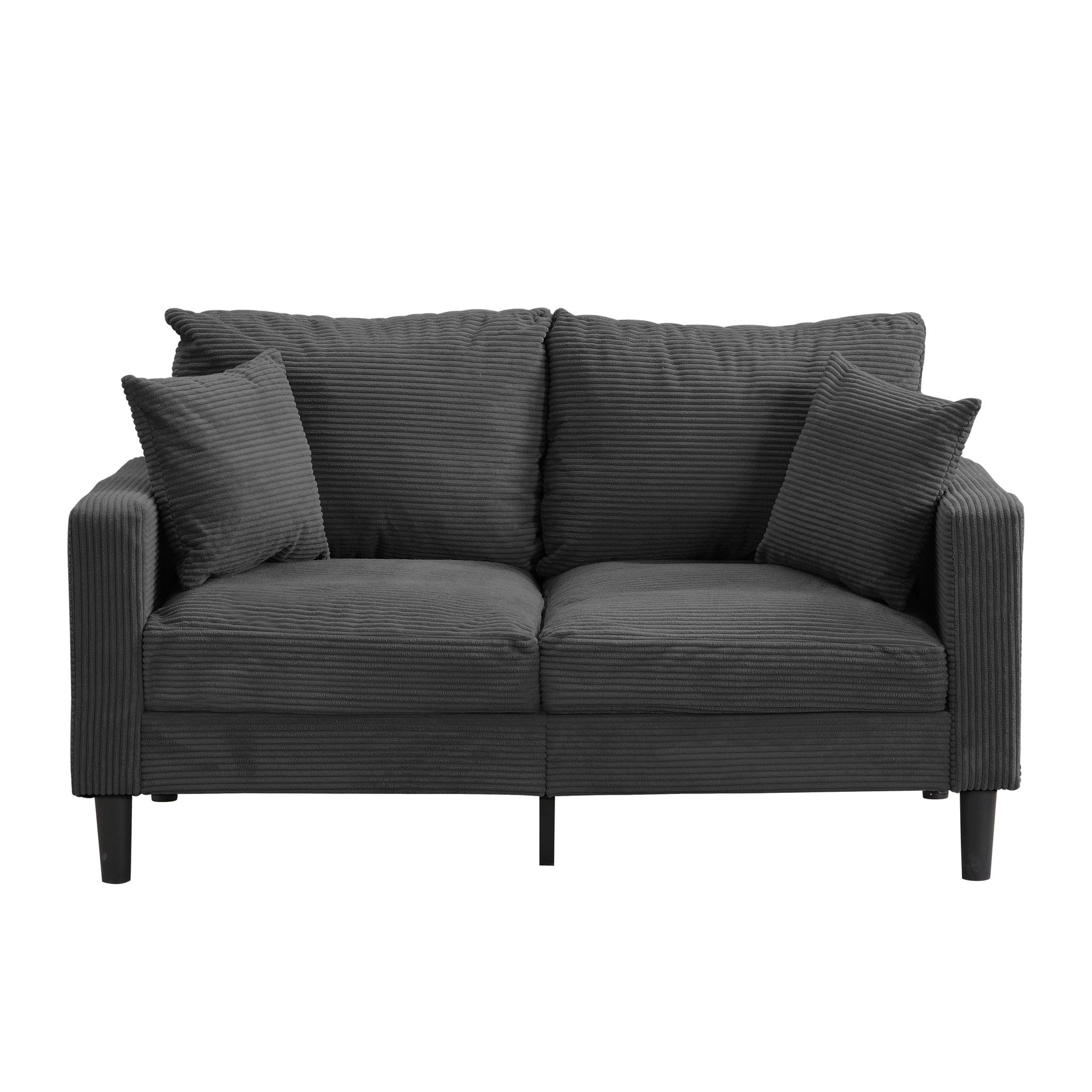 Modern Upholstered Loveseat Sofa With High Resilience, Wooden Frame - Dark Gray - Best Buy Furniture