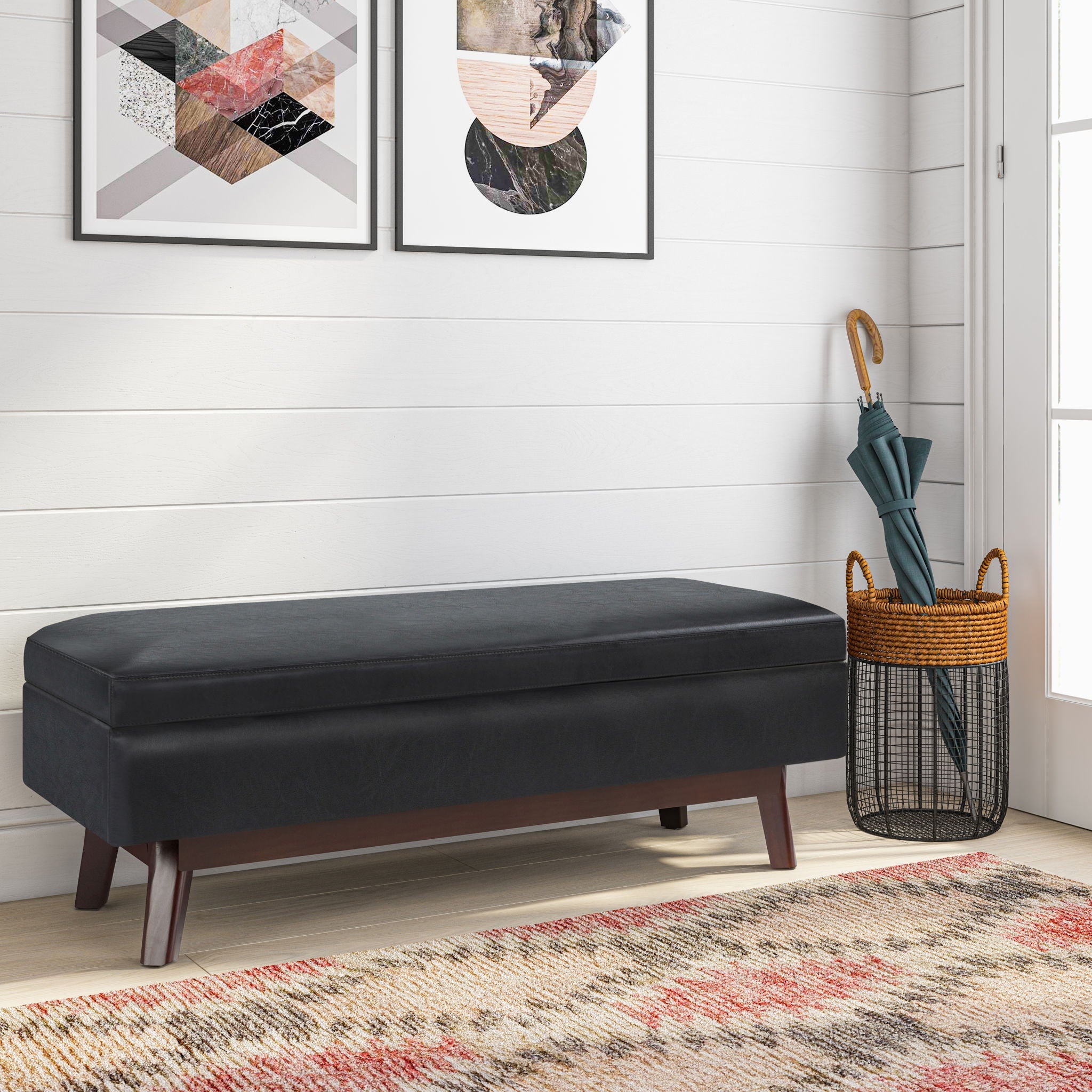 Owen - Rectangular Storage Ottoman - Midnight Black - Best Buy Furniture