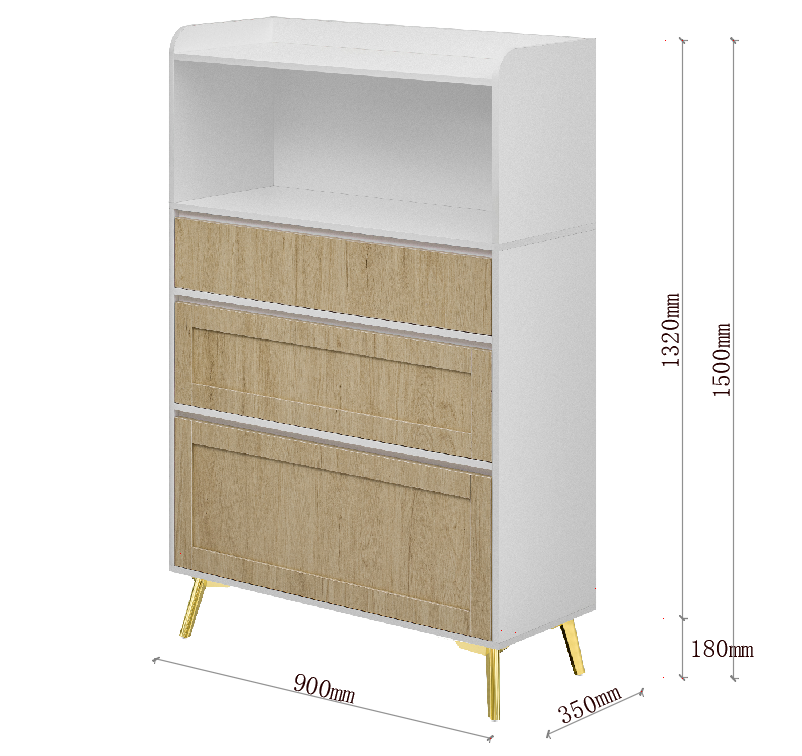 Modern Design Three Drawer Storage Cabinet,Bedroom Clothes Storage Can Be Used in Dining Room, Kitchen, Bedroom. White Solid Wood Frame - Best Buy Furniture