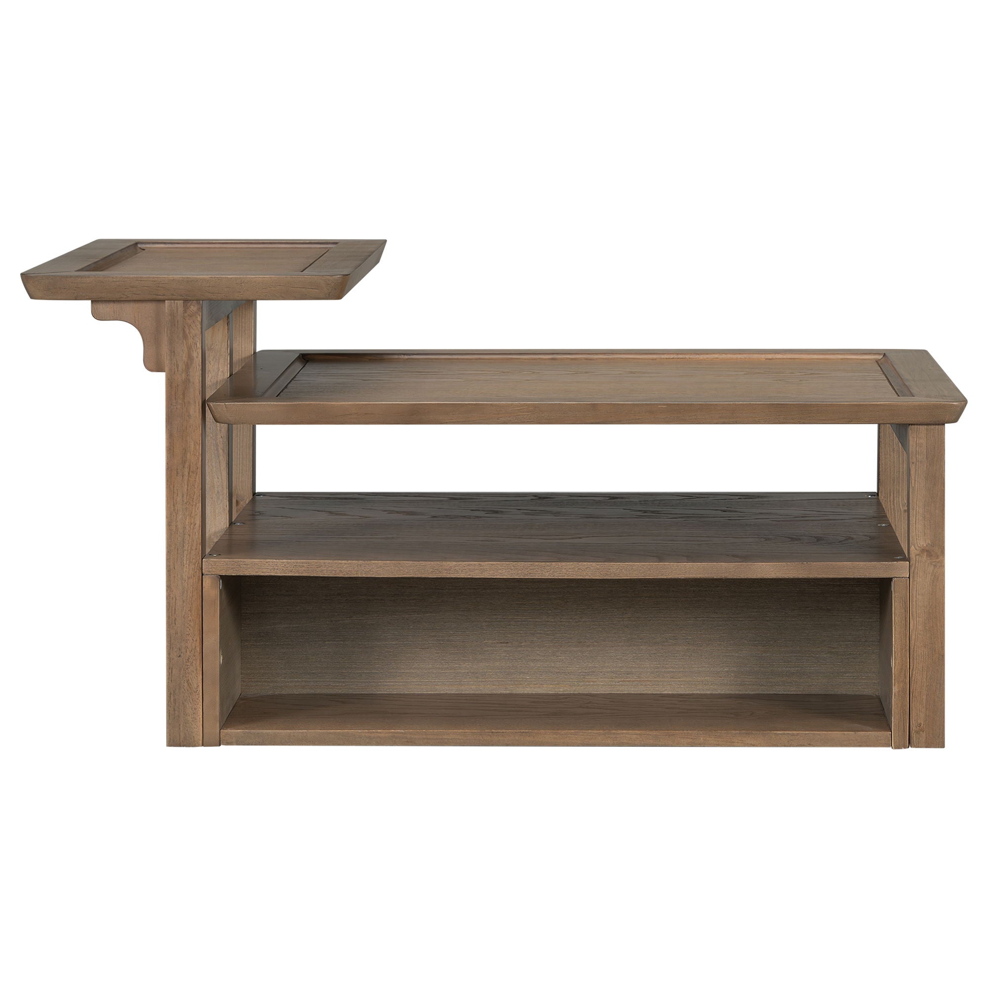 Coffee Table With 1 Storage Shelf, 2 Tabletops And 1 Rattan Drawer