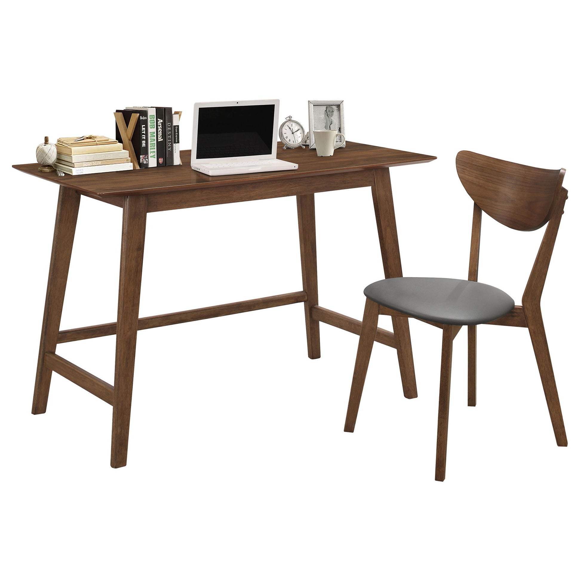 2 Piece Home Office Desk And Chair Set - Gray / Walnut Brown - Best Buy Furniture
