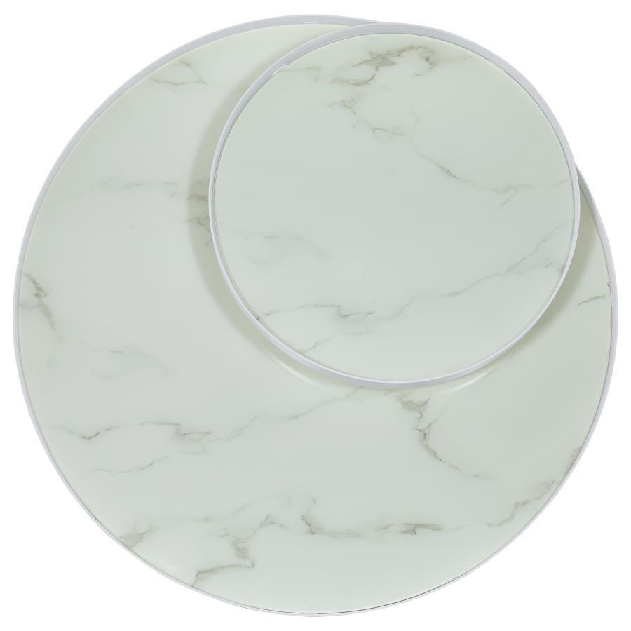 Briggs - Round Marble Printed Glass Top Coffee Table