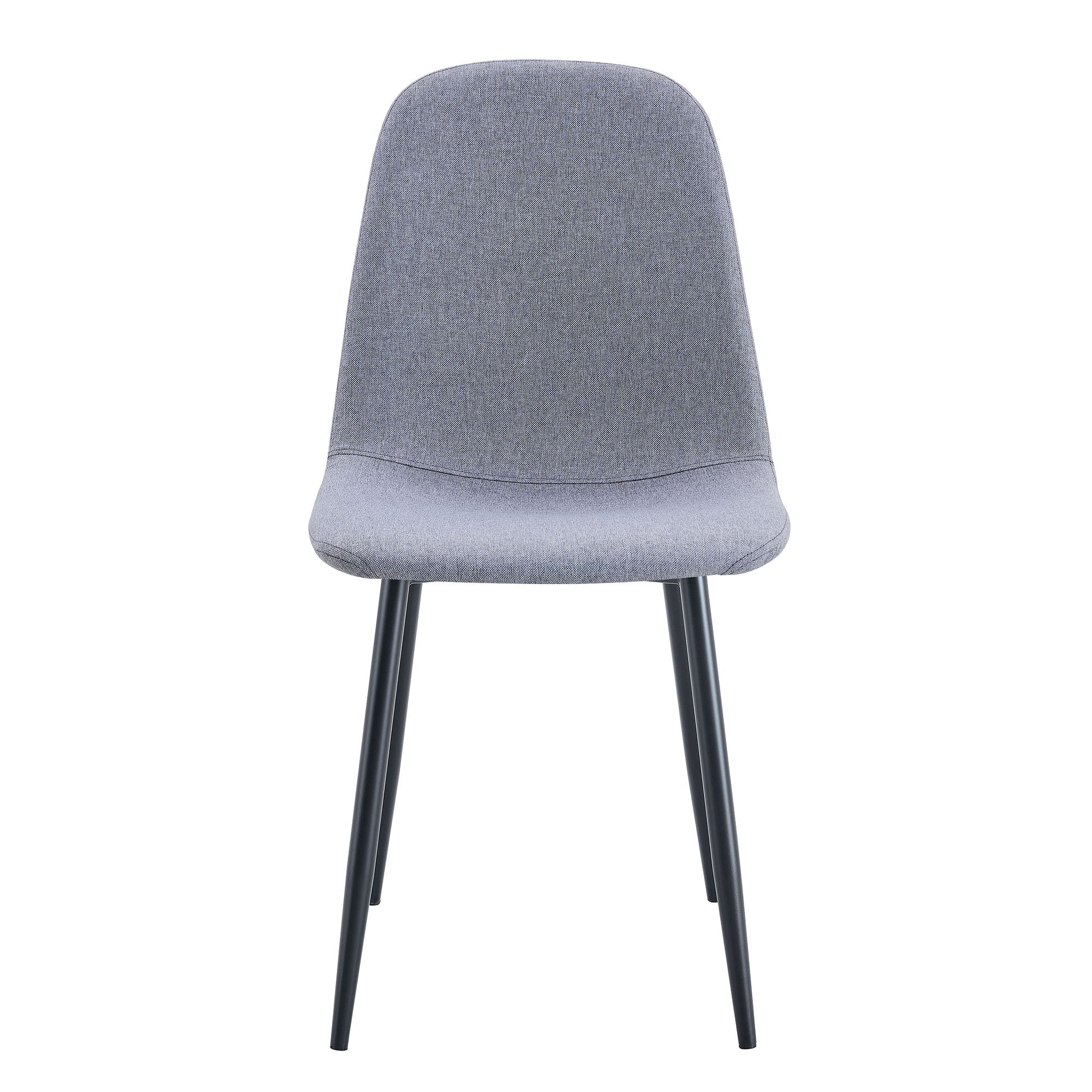 Luxury Simple Chair Linen Cotton High Resilience Dining Chair With Black Metal Legs (Set of 4) - Light Gray - Best Buy Furniture