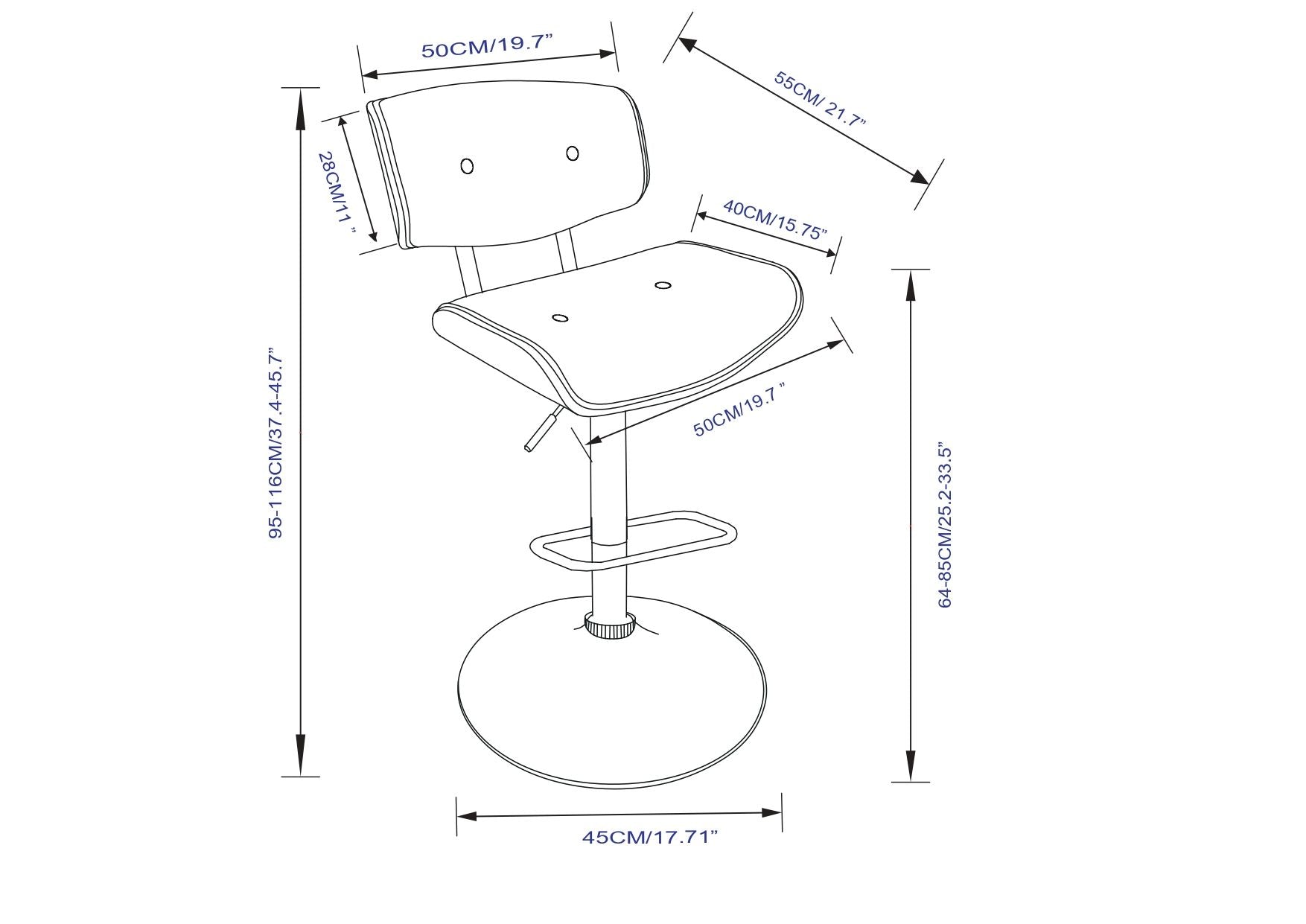 Holland - Adjustable Swivel Bar Stool - Black - Best Buy Furniture