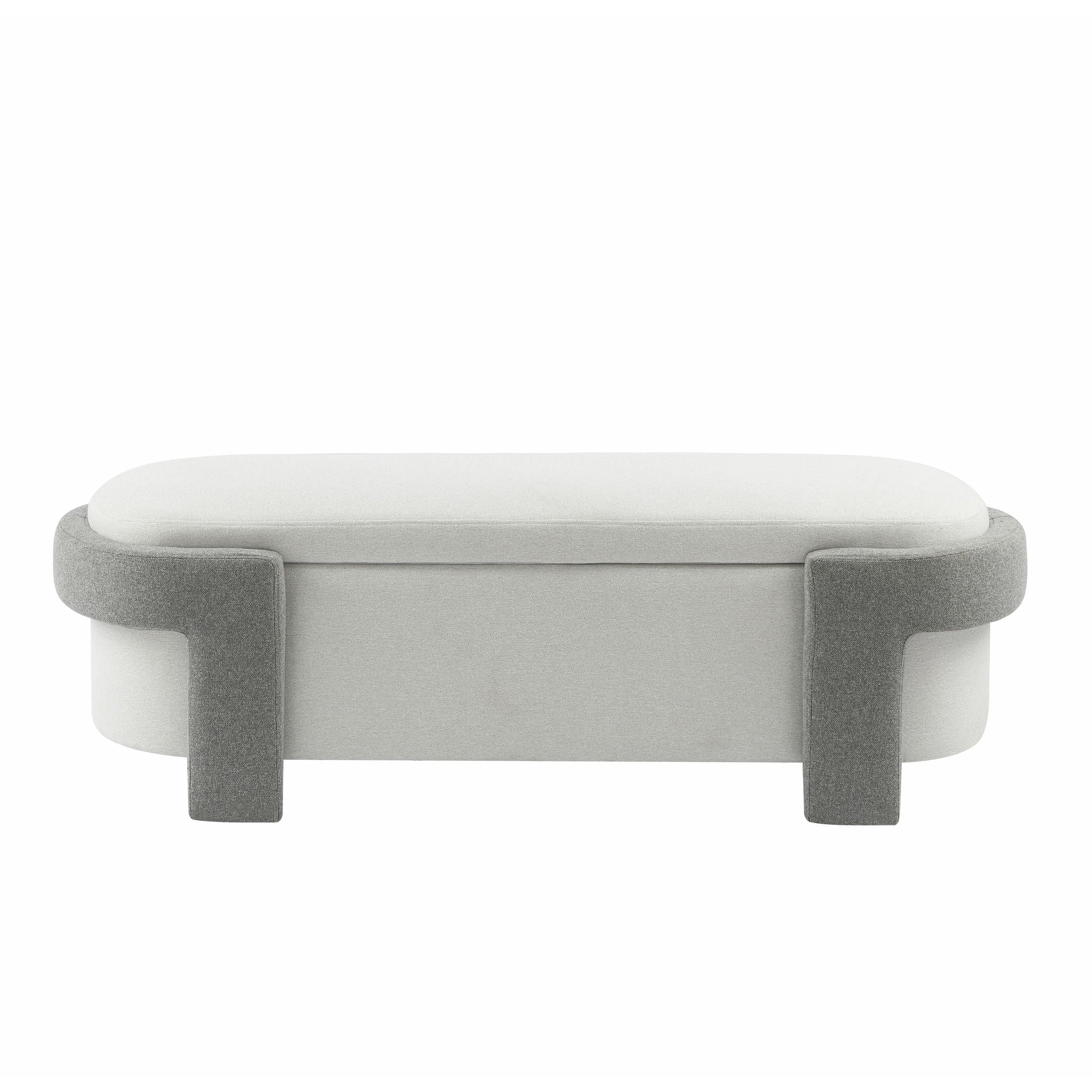 Large Versatile Storage Ottoman Bench: Spacious, Durable, Stylish - White / Light Gray