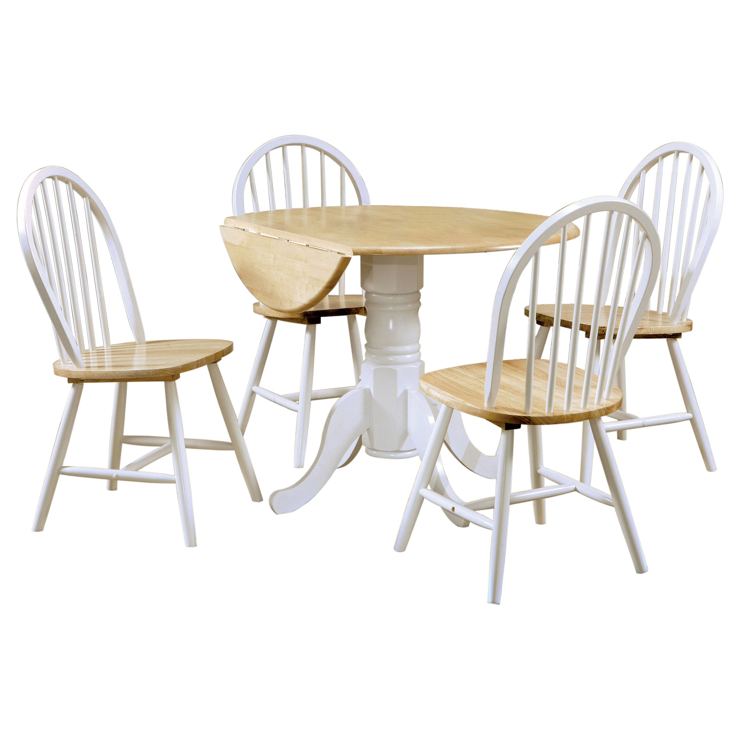 Allison 5-piece Round Drop Leaf Dining Table Set White-CoasterEveryday