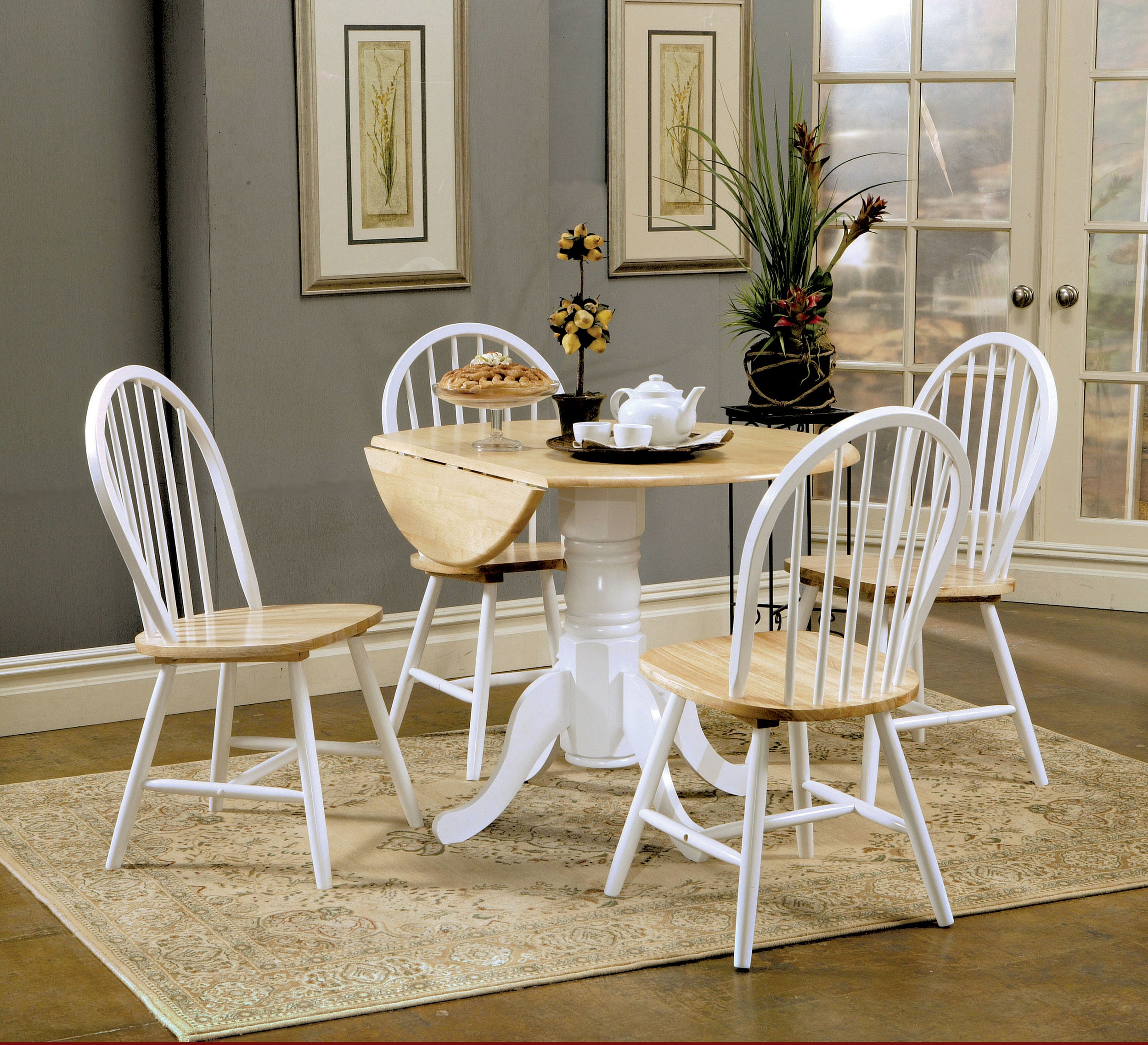 Allison Round 40-inch Drop Leaf Extension Dining Table White-CoasterEveryday