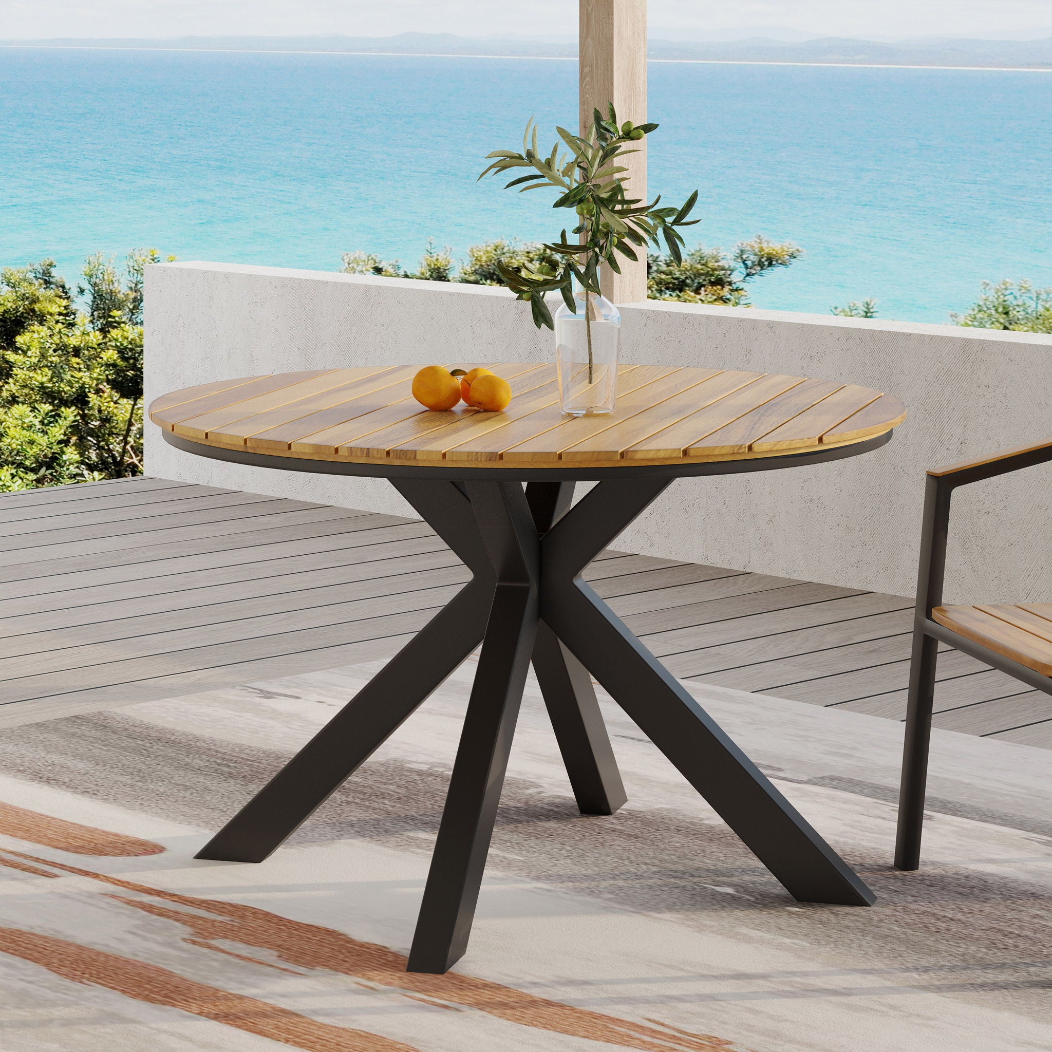 Outdoor Dining Table - Teak / Black