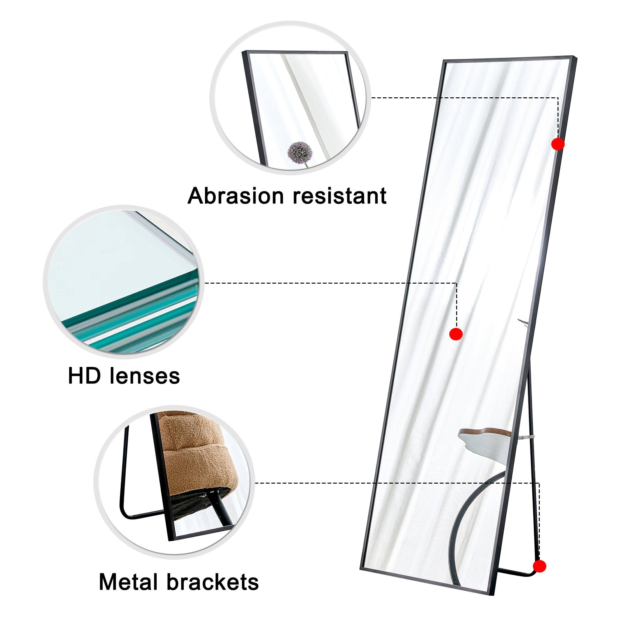 Aluminum Frame Minimalist Mirror, Bathroom Bedroom Wall Mirror, Elevating Contemporary Interiors, Can Be Wall Mounted Or Opened As A Standing Mirror - Black