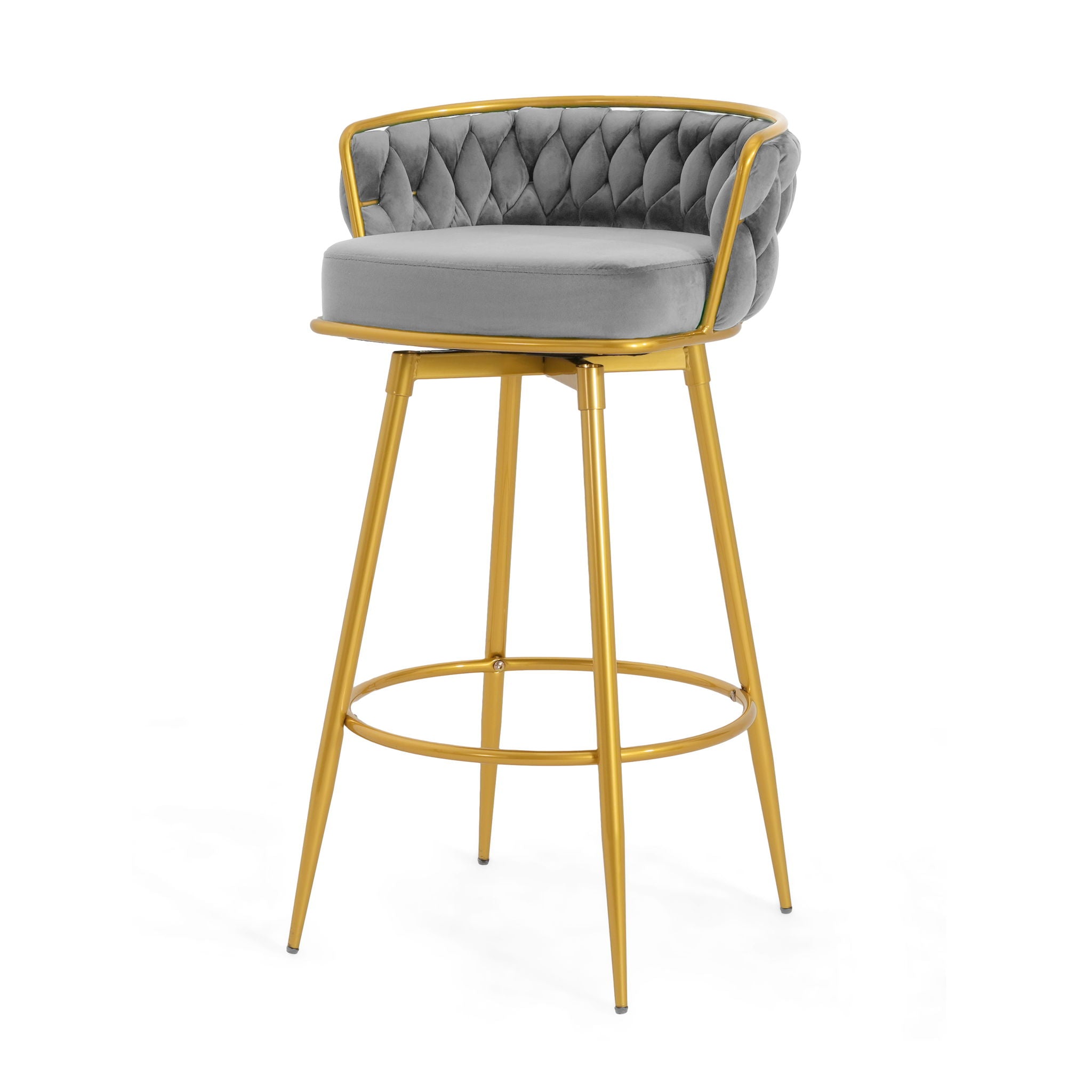 Modern Low Back Upholstered Counter Height Bar Stools (Set of 2)