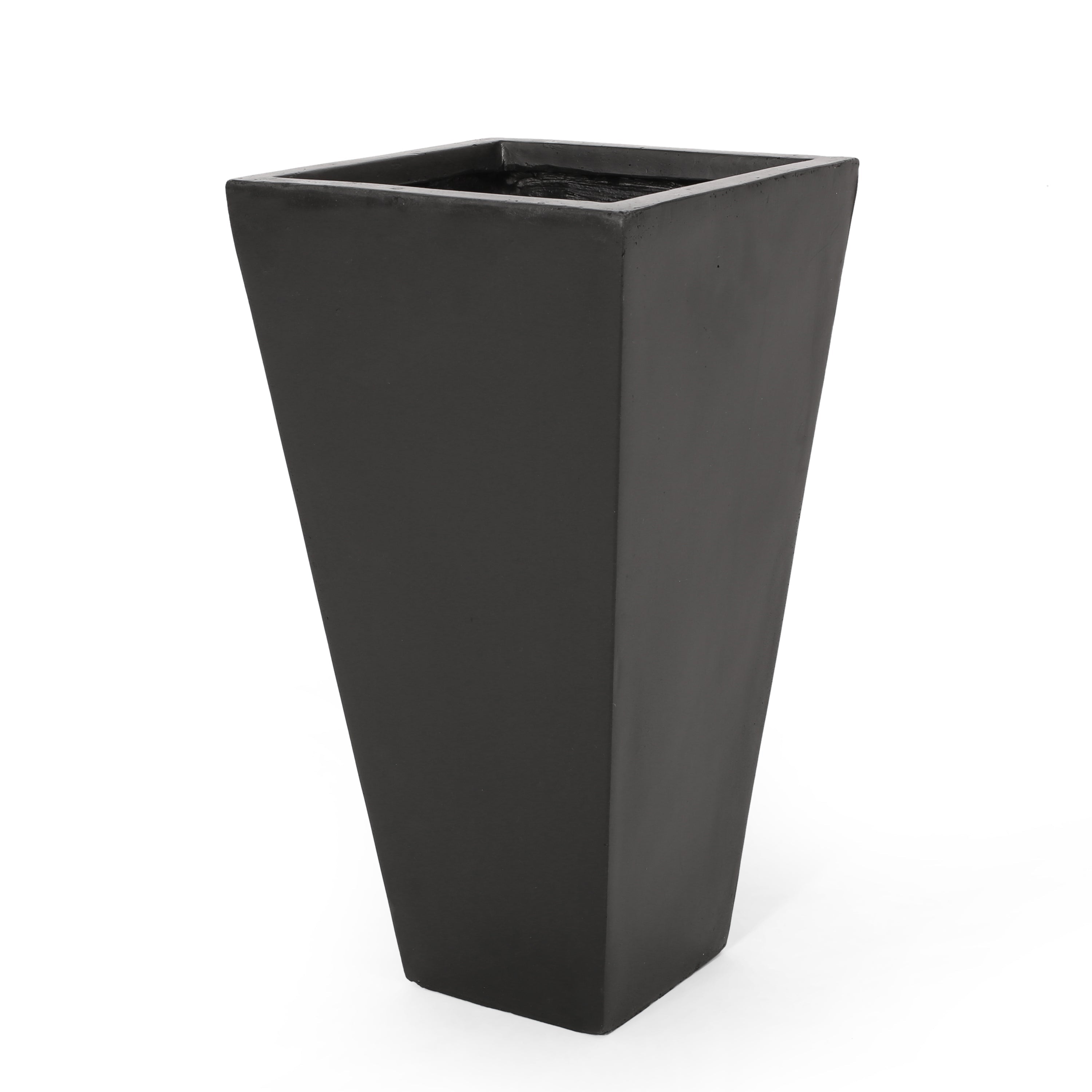 13' Outdoor Modern MGO Small Cast Stone Planter, Black