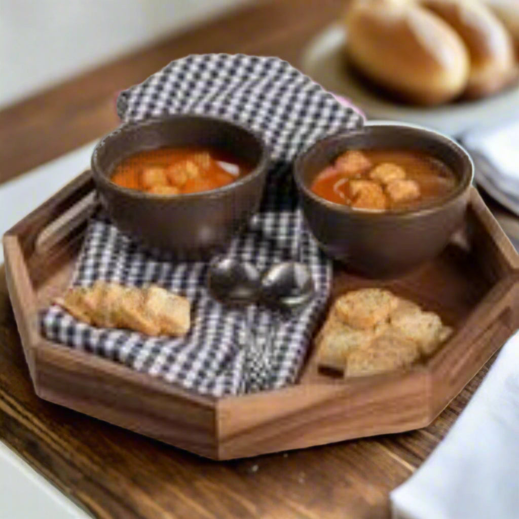 Acacia Wood Octagon Serving Tray