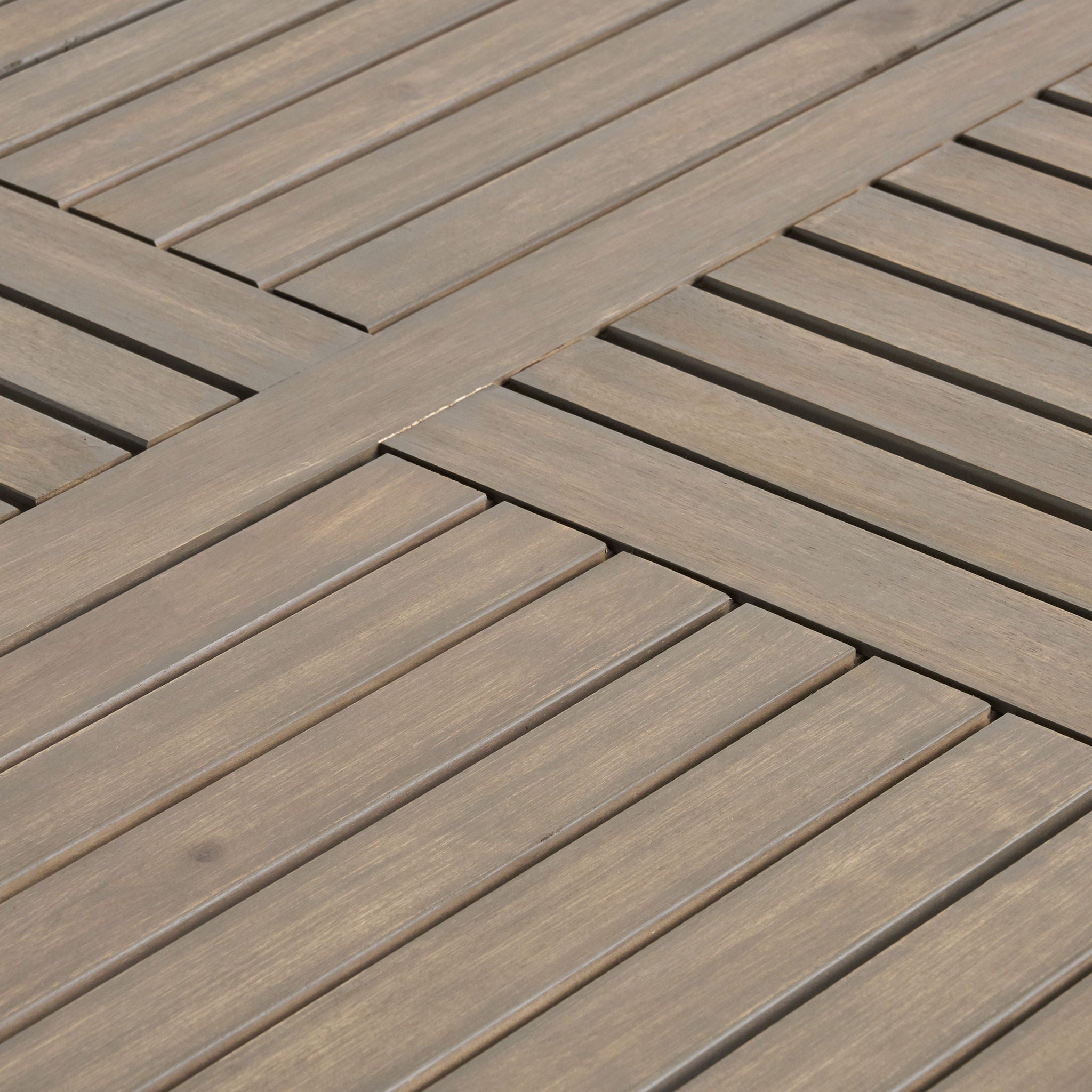 Transitional Acacia Wood Dining Table With Slat Panel Top - Gray - Best Buy Furniture