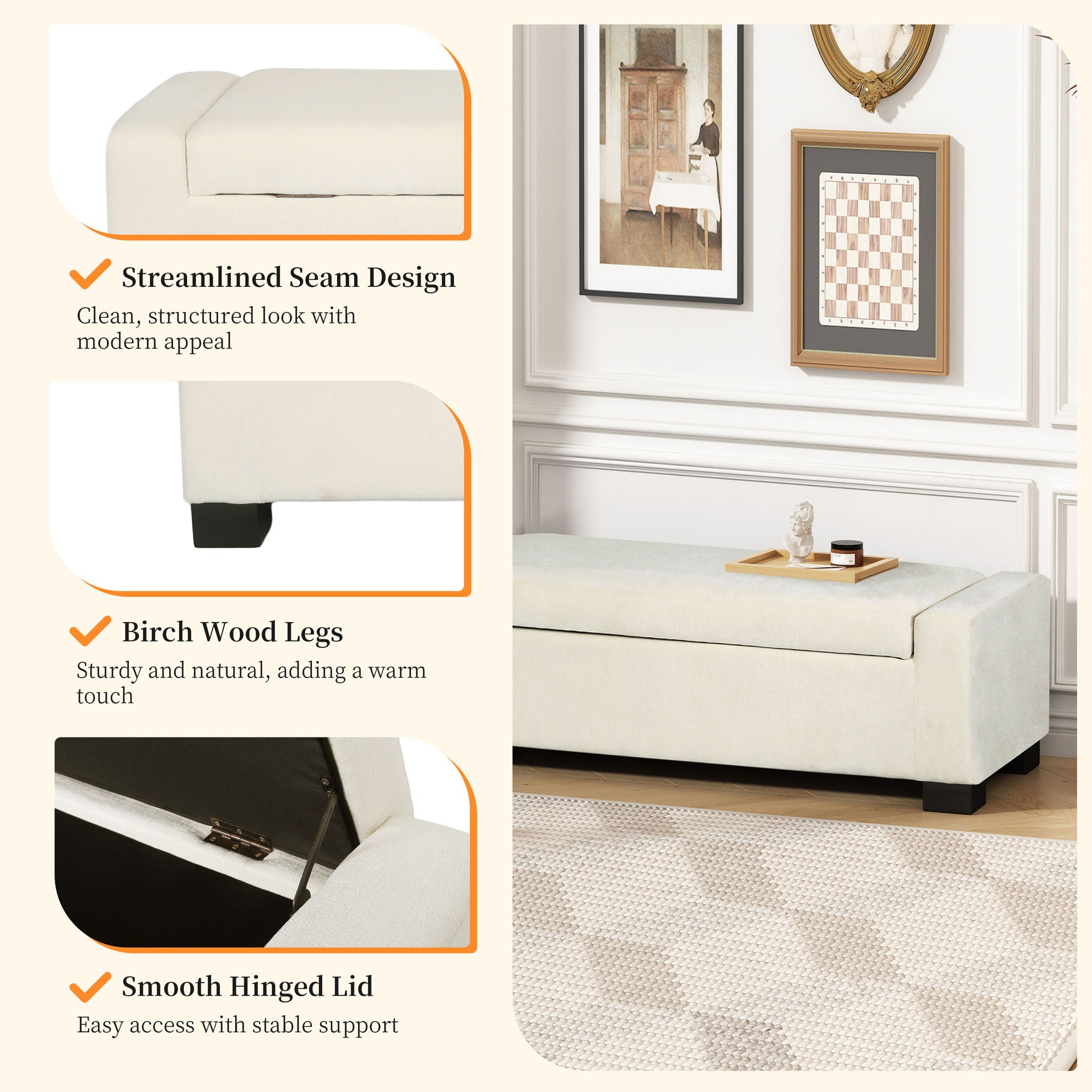 Textured Fabric Ottoman Bench With Hinged Lid - Best Buy Furniture