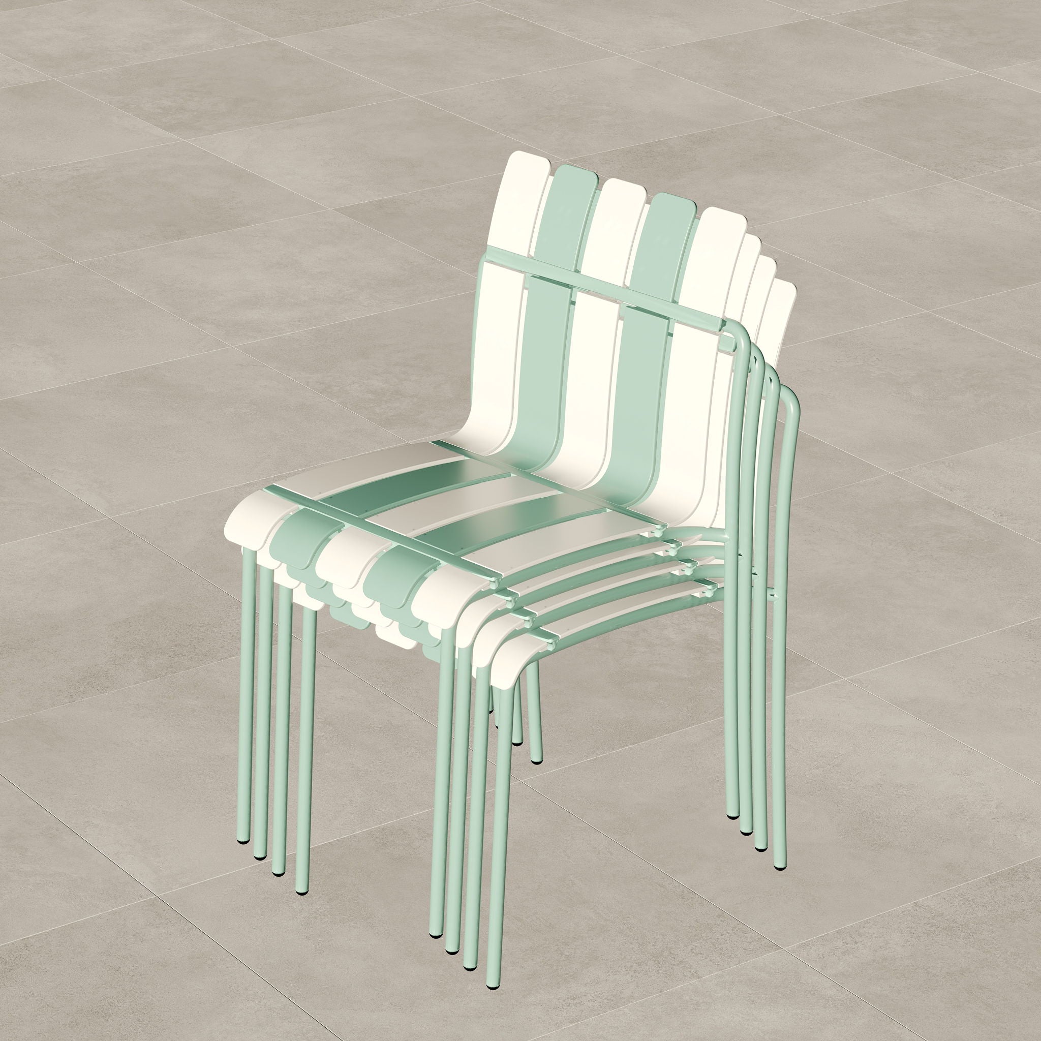 4 Piece Set Of Single Chairs With Modern Color Blocking Design, UV Resistant And Rust Proof - Haze Green / White