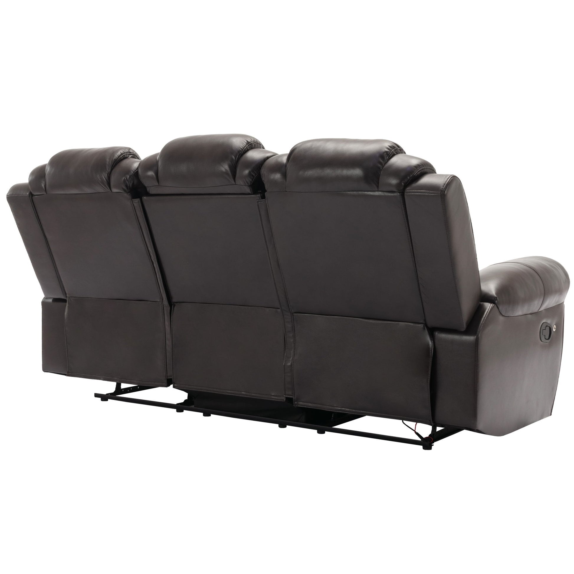 3 Pieces Recliner Sofa Sets Home Theater Seating Manual Recliner Chair With Center Console And LED Light Strip For Living Room - Best Buy Furniture
