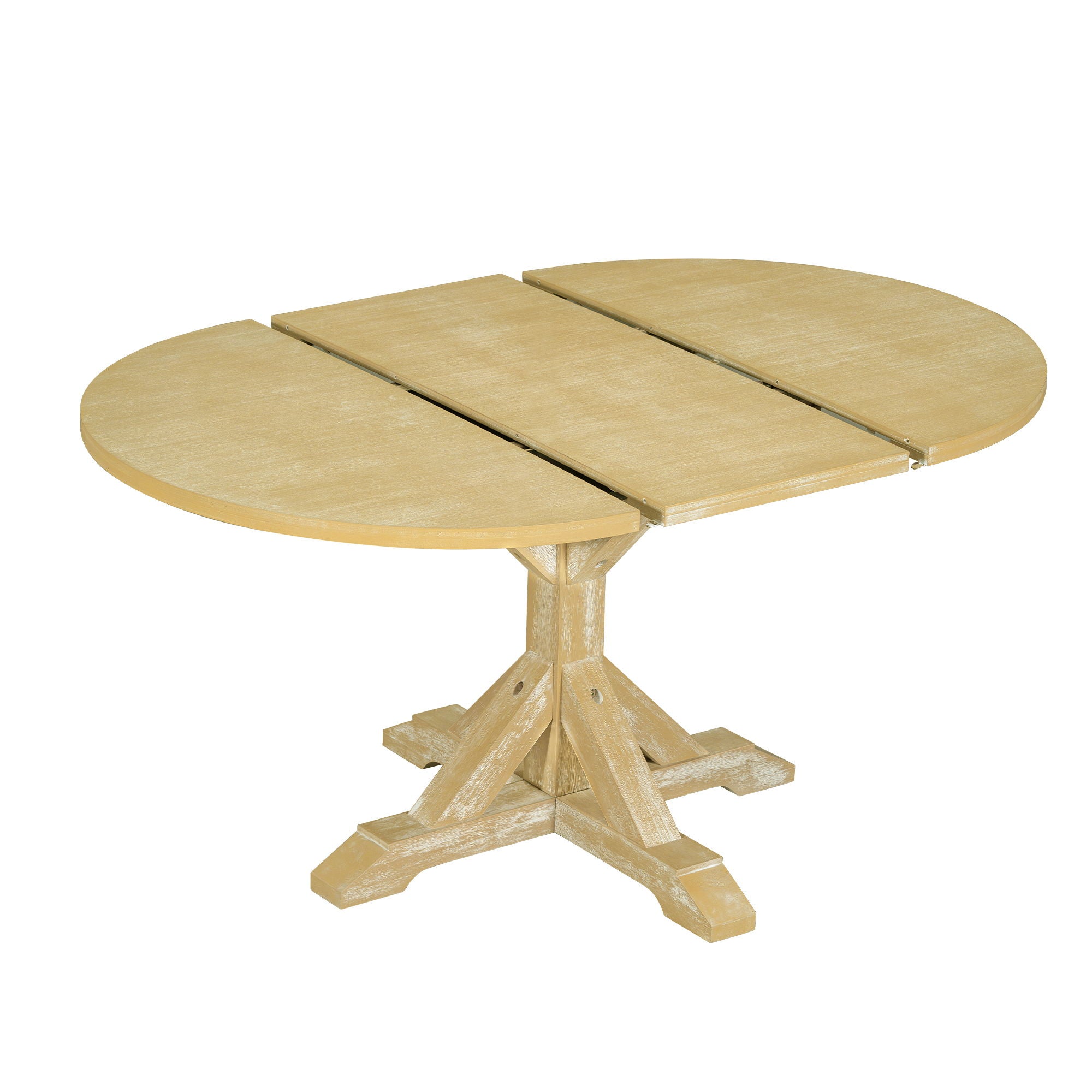 Topmax - 6 Piece Farmhouse Extendable Pedestal Dining Table Set With 18Inch Removable Leaf, Bench And 4 Ladder Back Dining Chairs - Best Buy Furniture