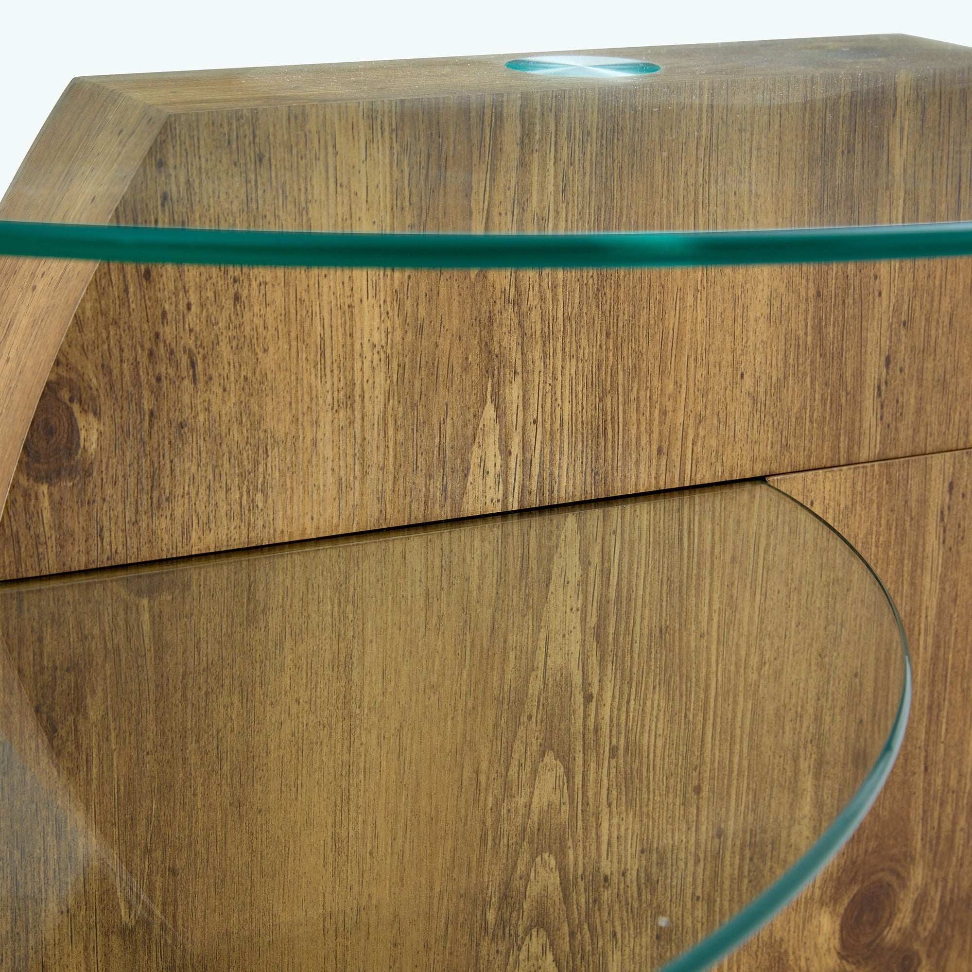 Modern Natural Wood Grain Double Layer Coffee Table Versatile Design - Natural Wood / Transparent