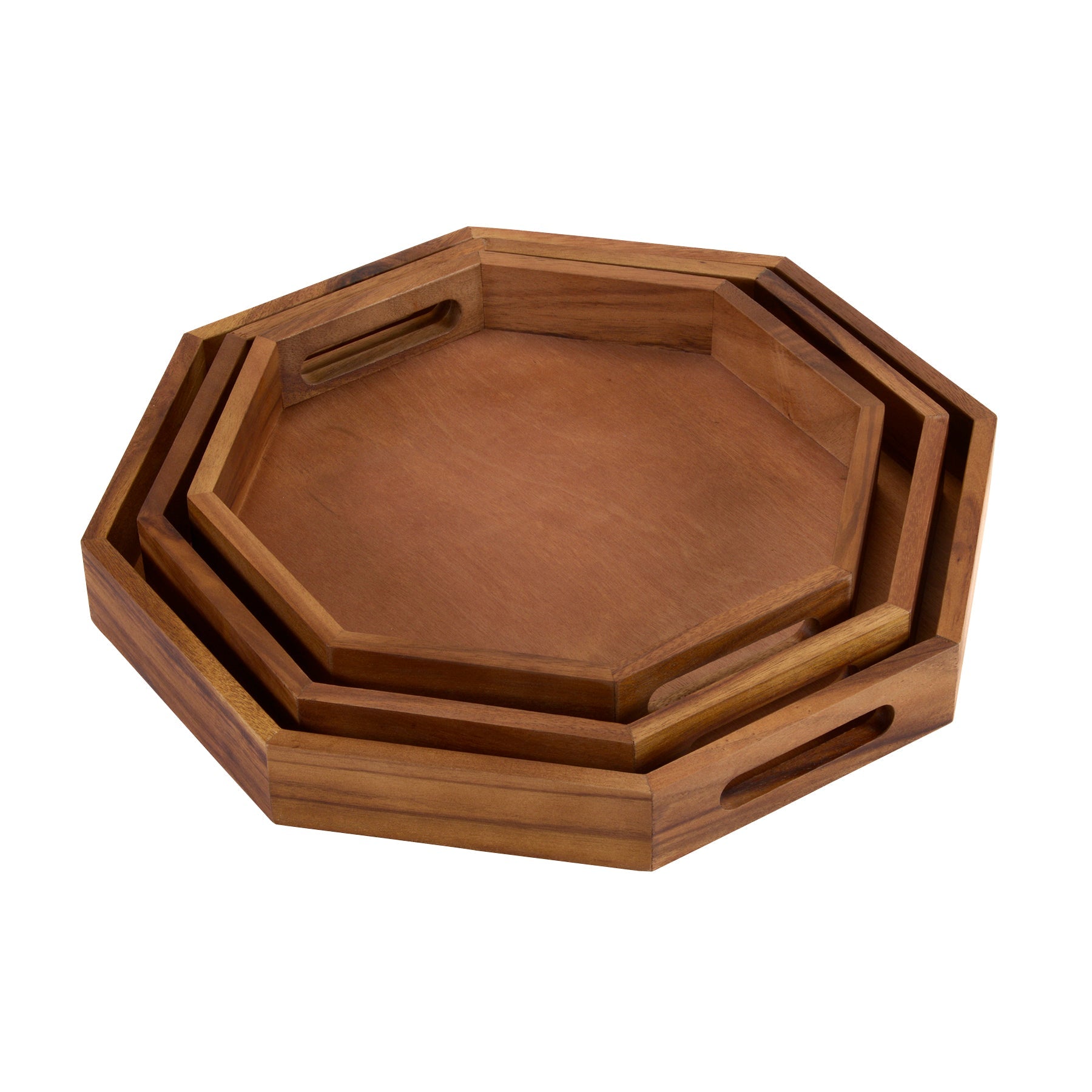 Acacia Wood Octagon Serving Tray
