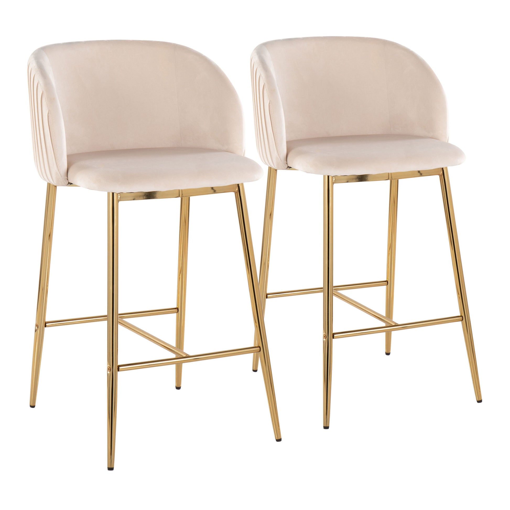 Fran - Pleated Contemporary / Glam Fixed Height Counter Stool (Set of 2) - Best Buy Furniture