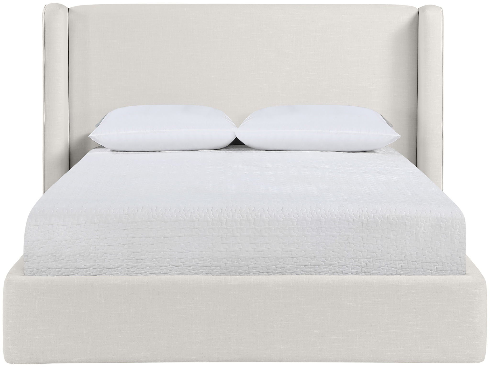 Kendall - Linen Textured Fabric Upholstered Bed - Cream