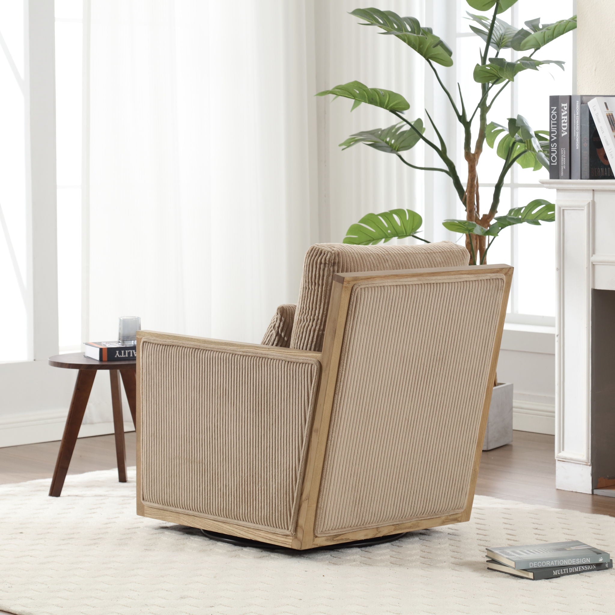 Comfy Accent Barrel Chair, 360 Degree Swivel
