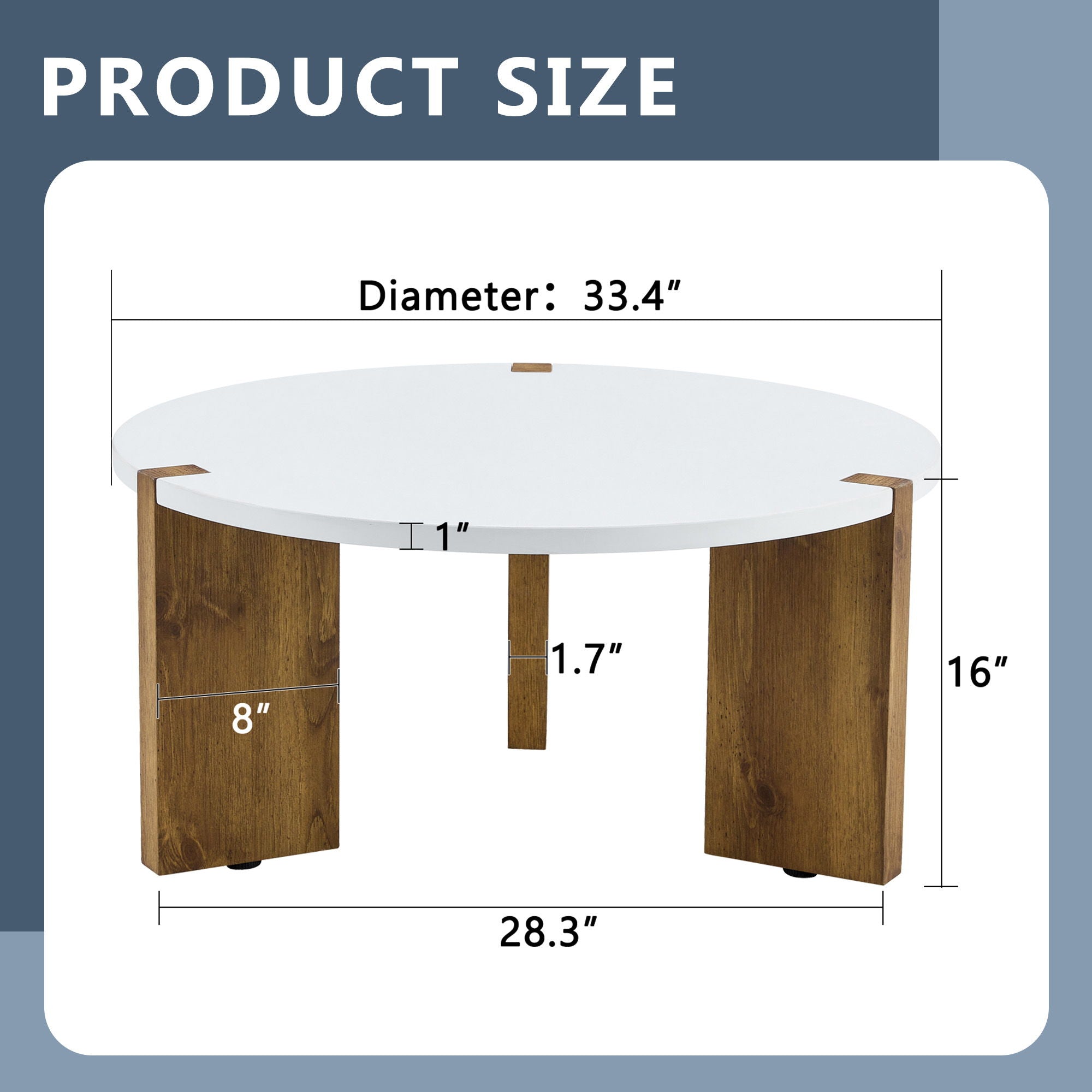 Minimalist Circular Coffee Table With Embedded Leg Design - White / Wood