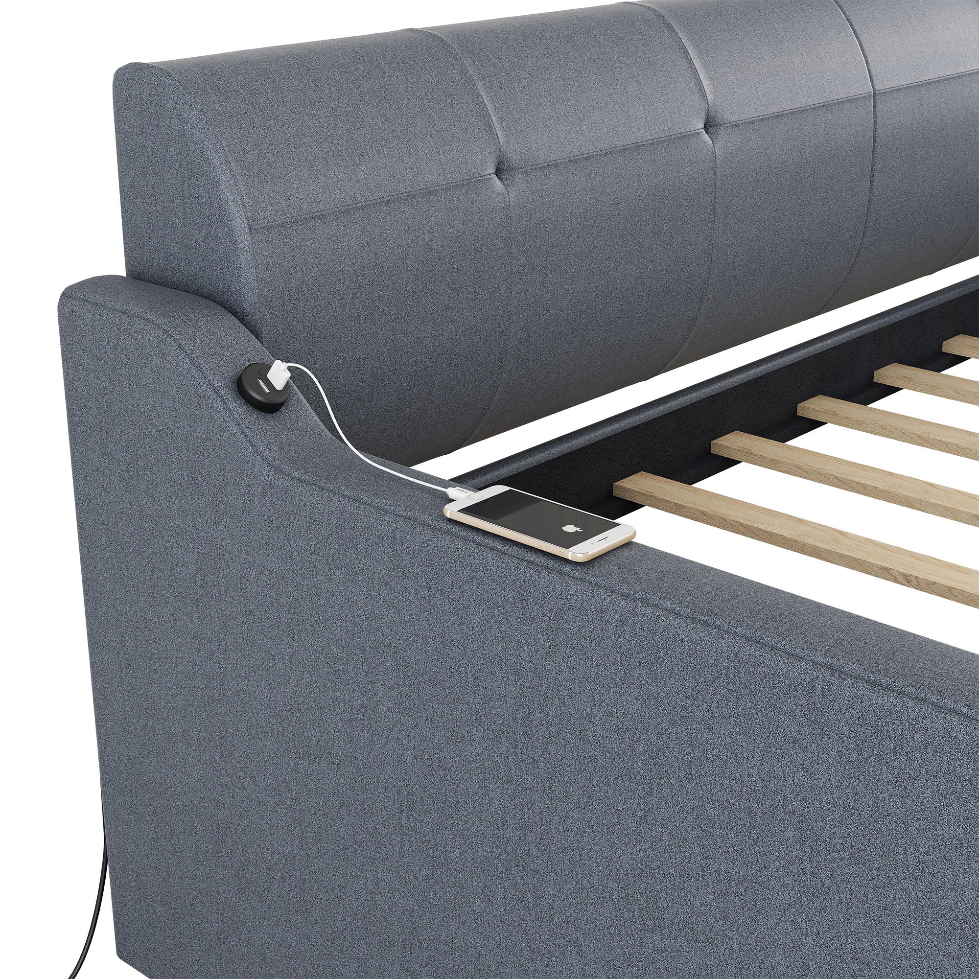 Upholstered Daybed With Trundle And USB Charging