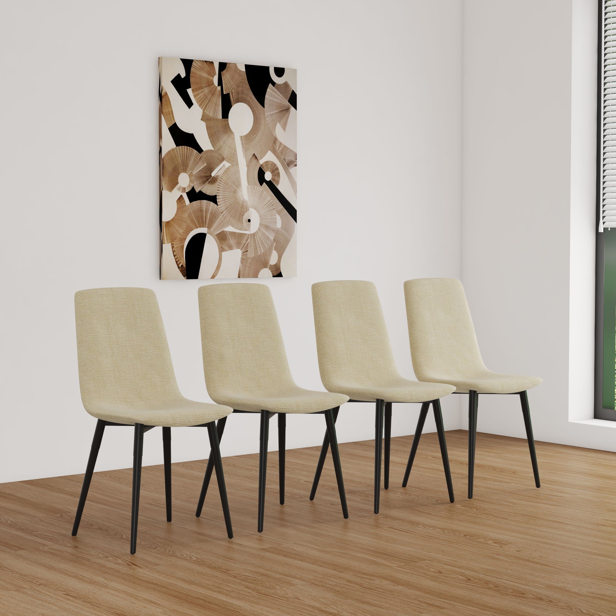 Modern Minimalist Dining Table And Chairs With Metal Legs For 4 - 6 Seats - Wood