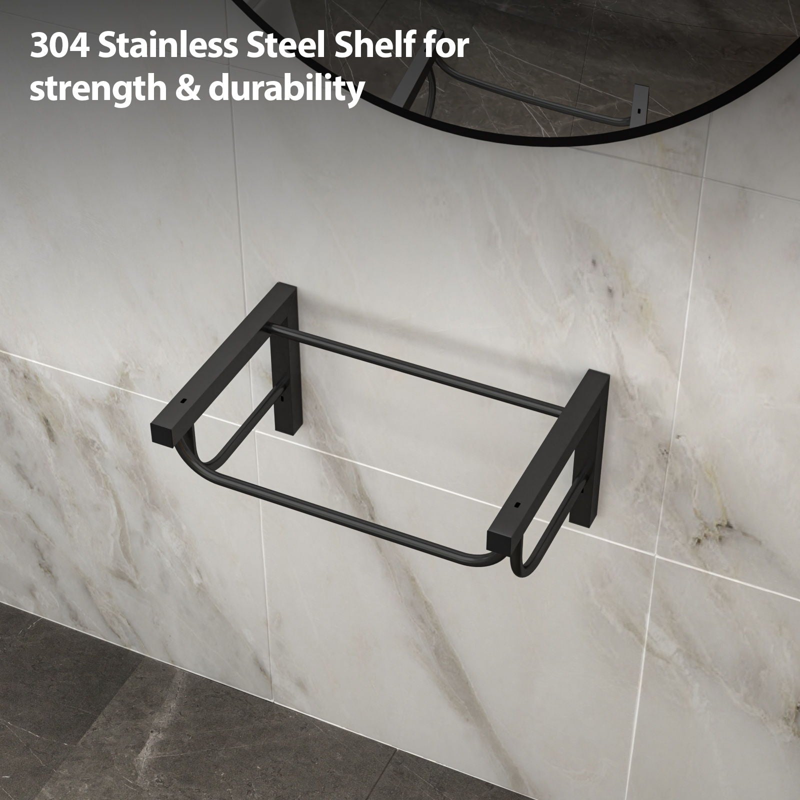 Wall Mounted Rectangular Bathroom Sink With 304 Stainless Steel Towel Bar & Overflow - White