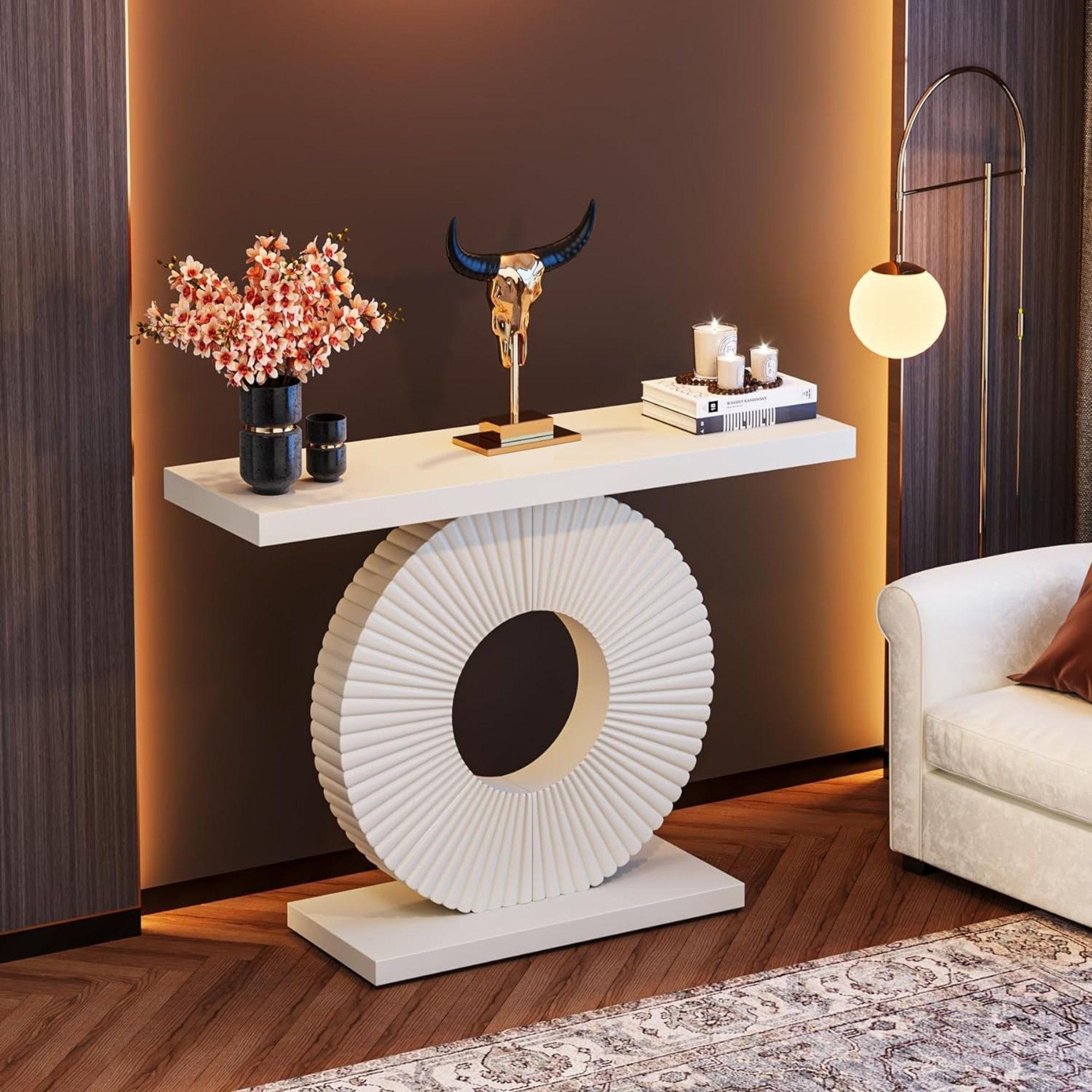 Modern Console Table With Sculptural Geometric Base