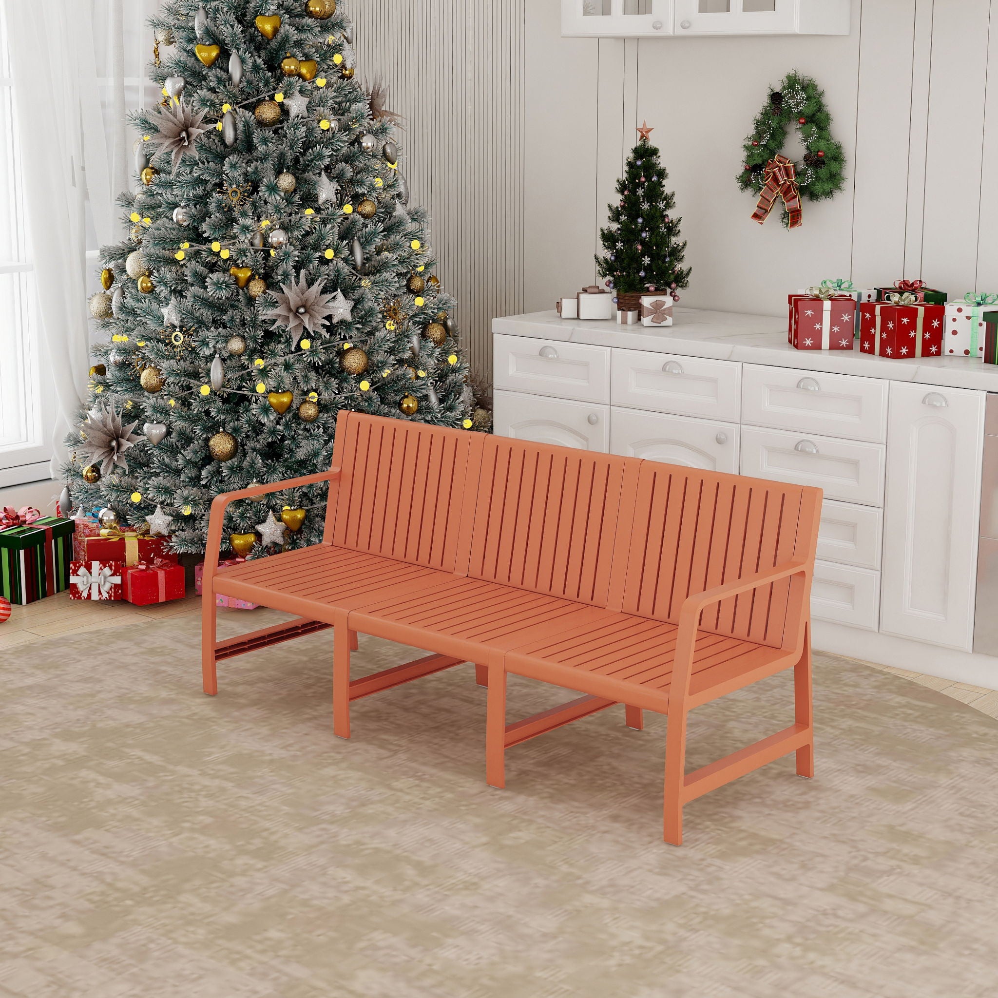 1 Piece Indoor / Outdoor 3 Seater Sofa, UV-Resistant, Waterproof And Durable