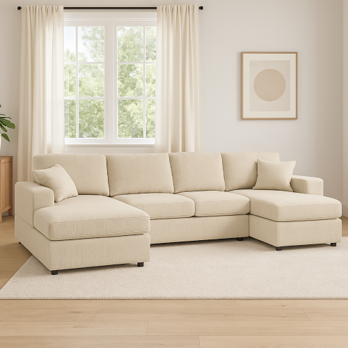 Amura 3 Piece Corduroy Double-Chaise Sectional