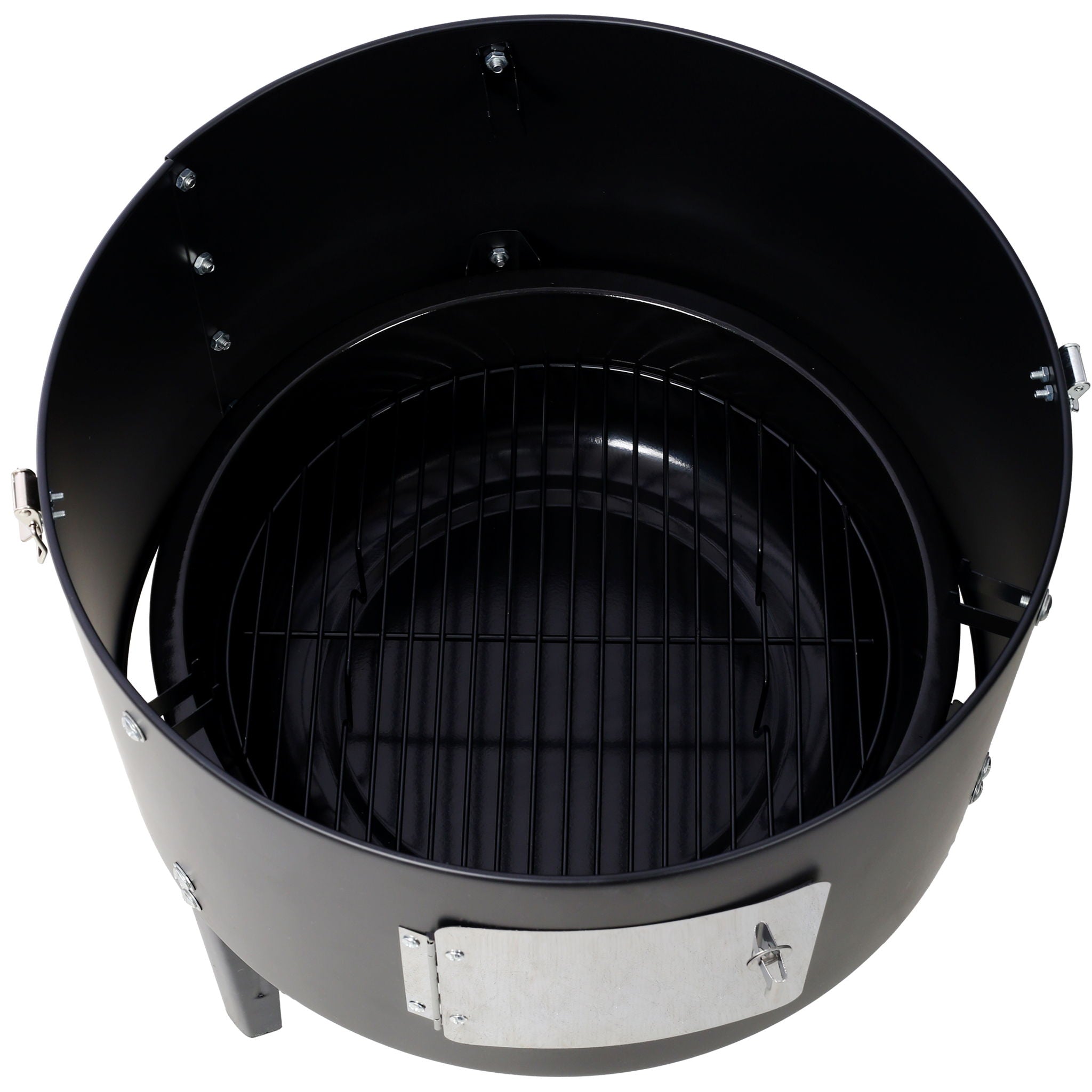 Heavy Duty Round Bbq Grill 17" Steel Charcoal Smoker For Outdoor Cooking - Black