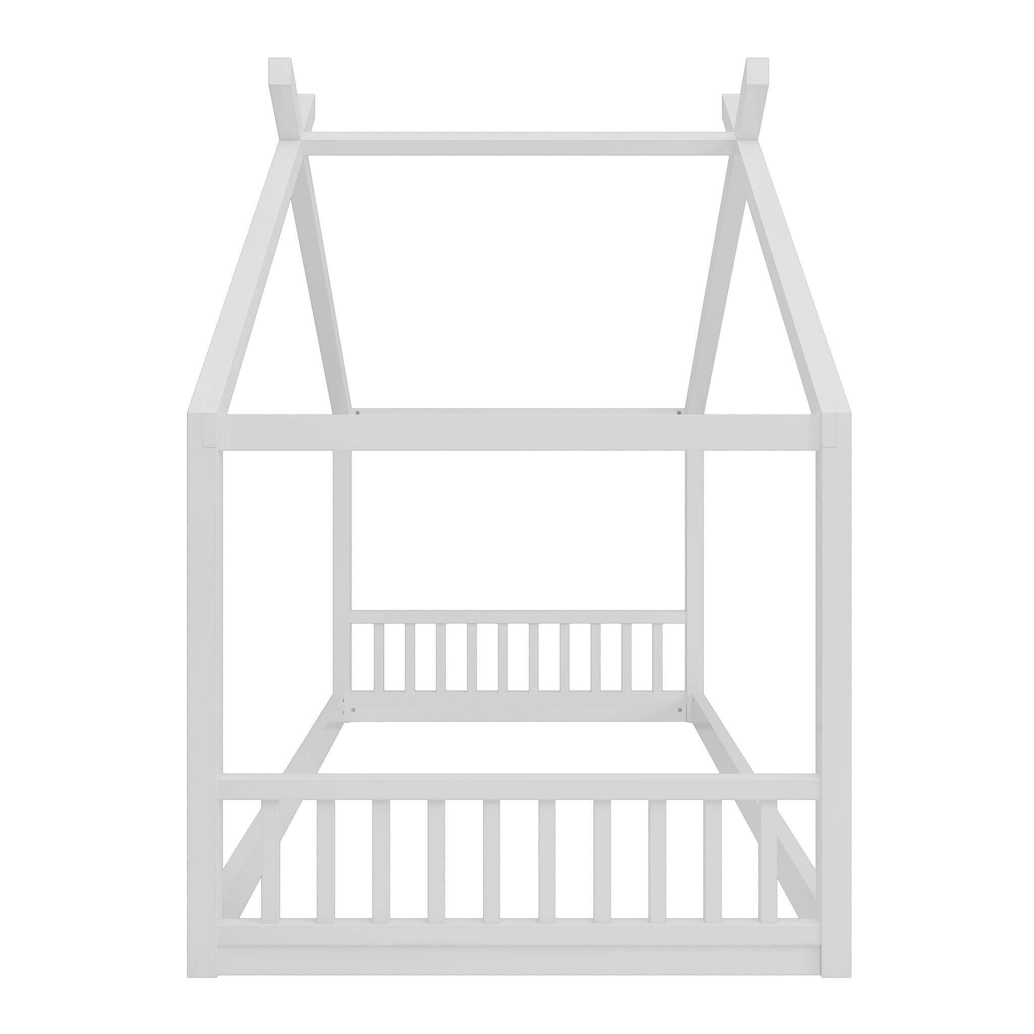 Montessori Style House Bed For Kids, Floor Bed Frame With Headboard And Footboard