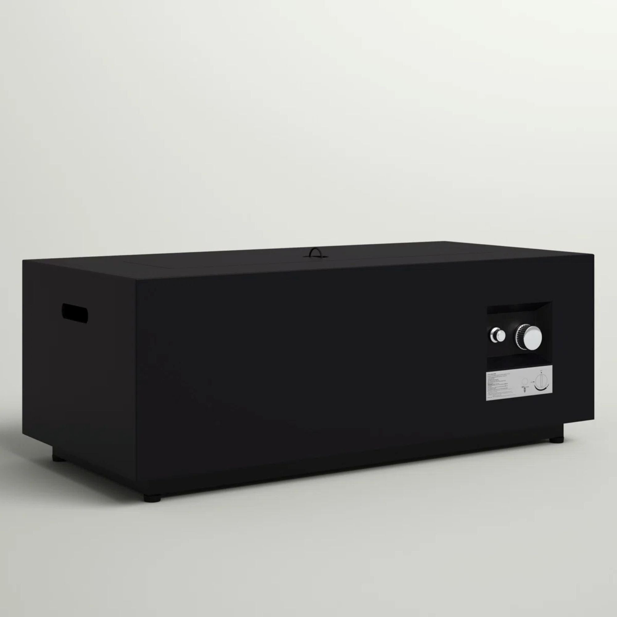 Modern Steel Outdoor Fire Pit Table with Lid, Black, 16 H x 42 W