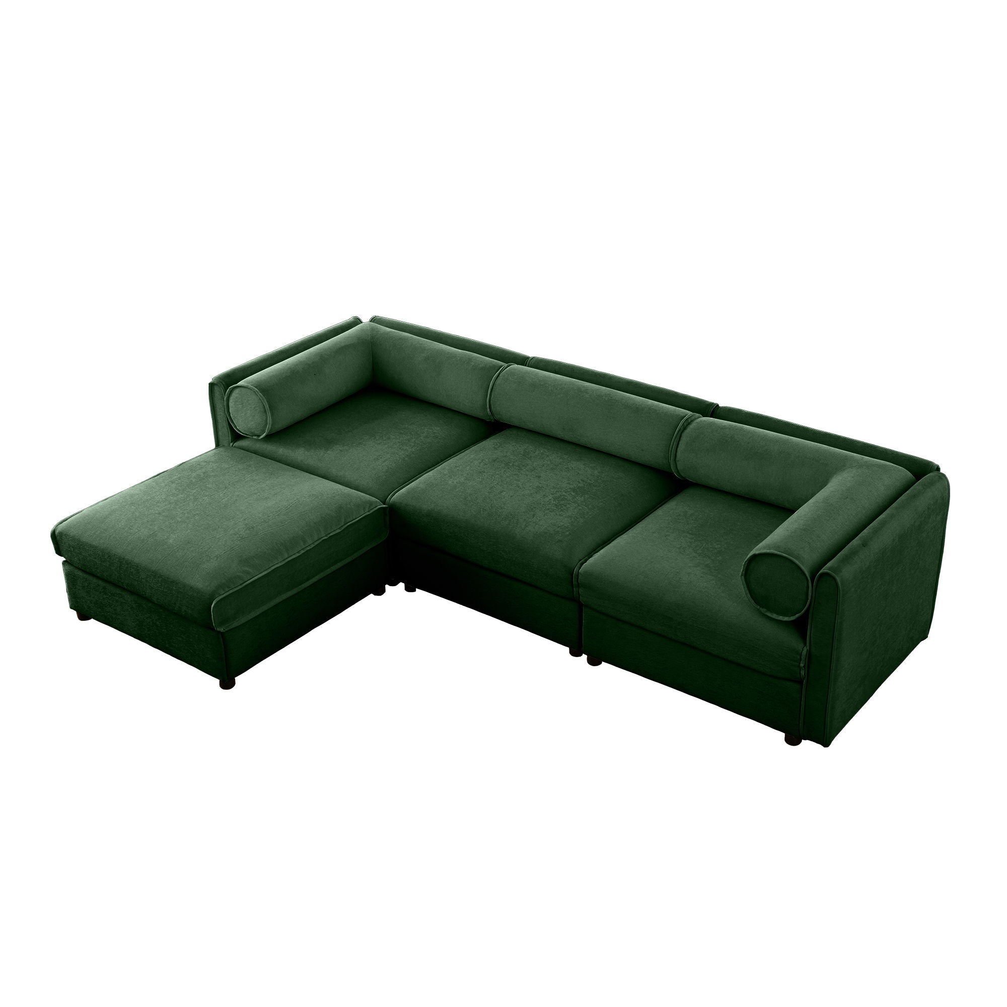 Contemporary Elegant White Chenille Sofa With Storage And Ottoman