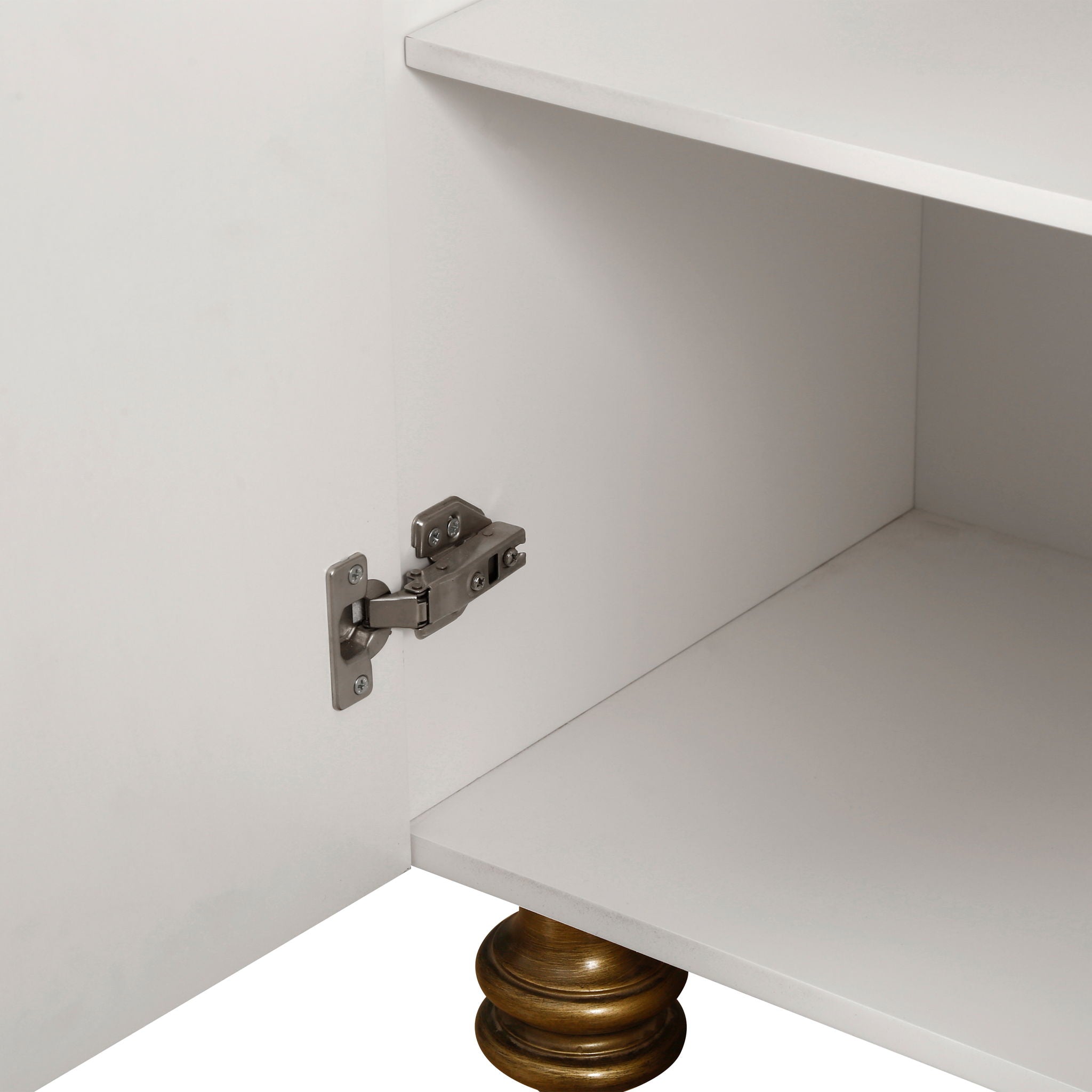Modern Fluted Sideboard Buffet With Storage, Curve Element, 4 Doors With Adjustable Shelves